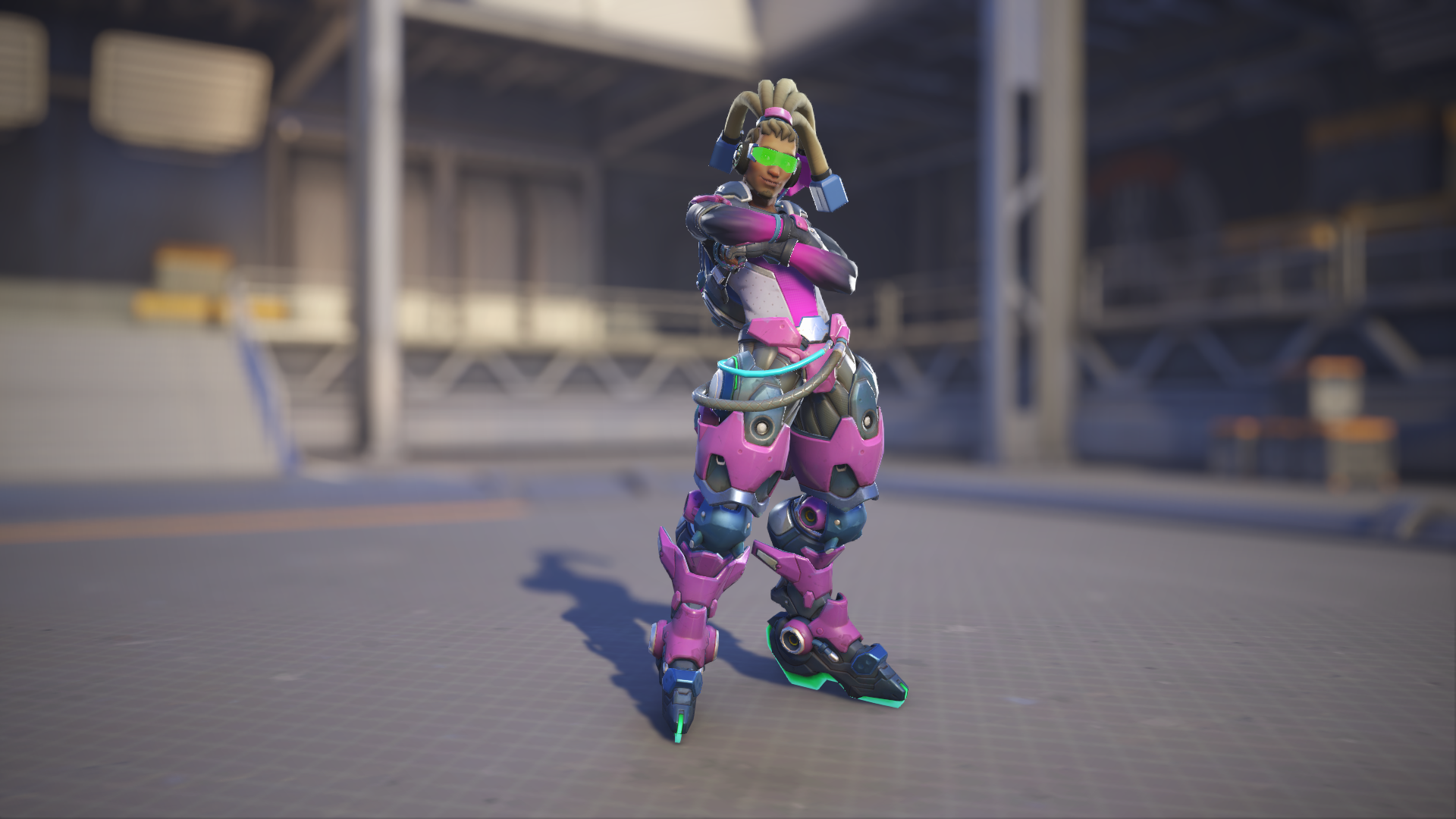 Lúcio models his Bitrate skin in Overwatch 2.