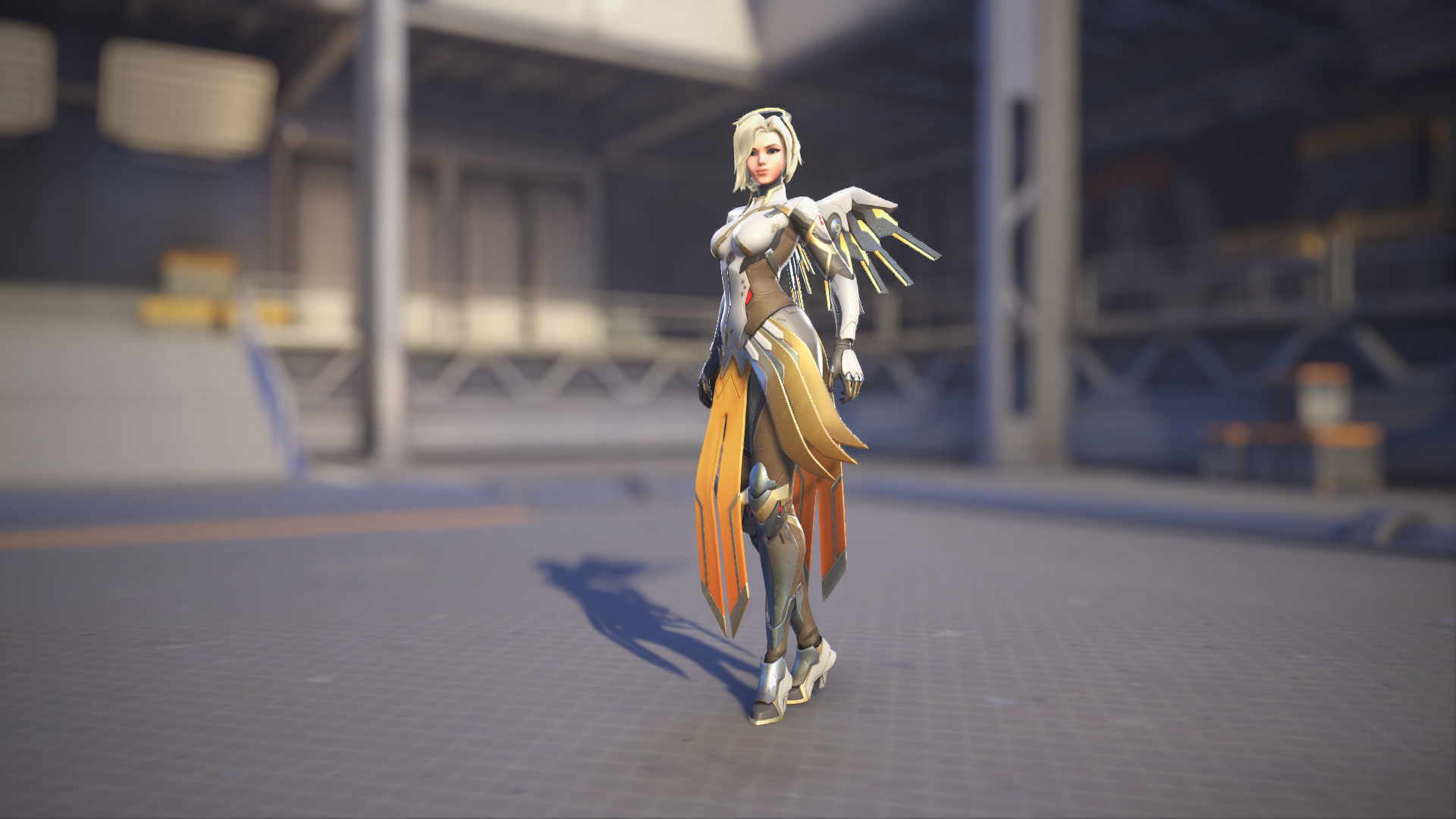 Mercy models her default Overwatch 2 skin.