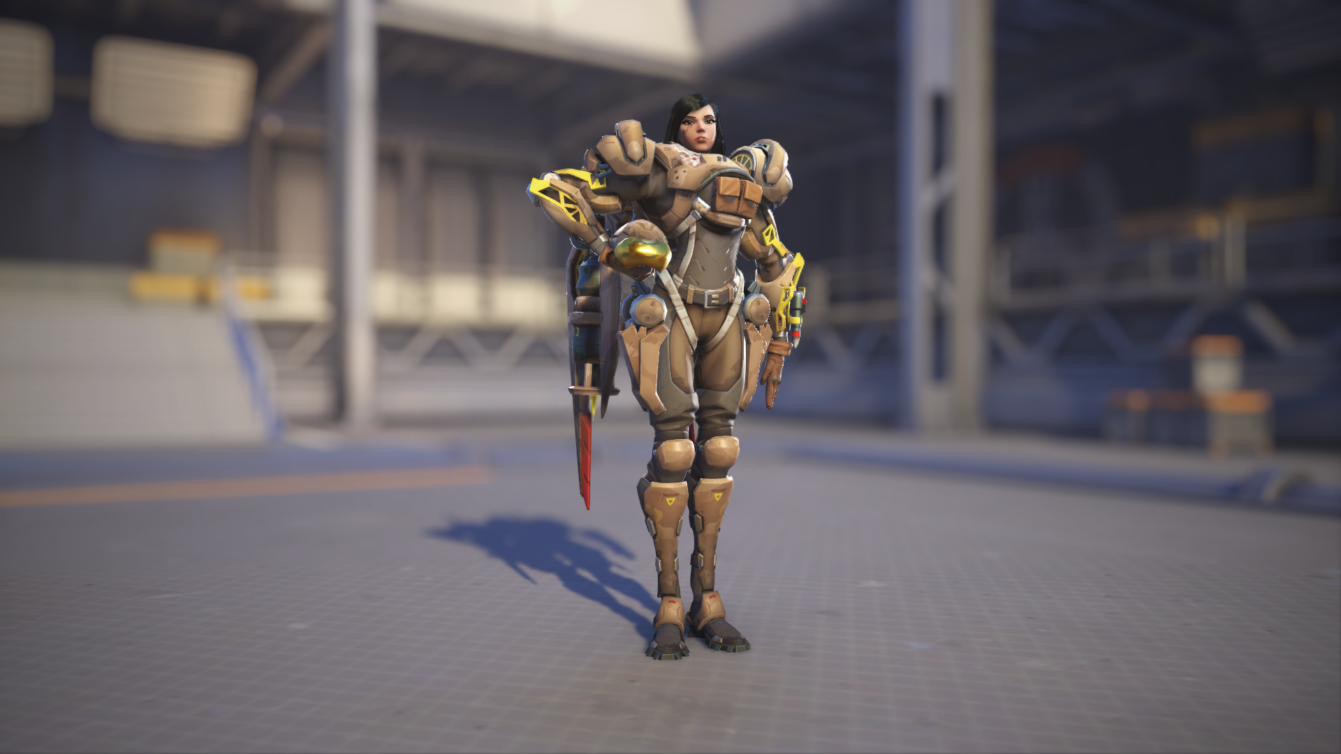 Pharah models her Security Chief skin in Overwatch 2.