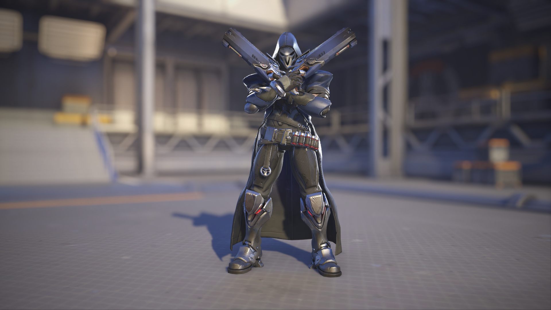Reaper models his Midnight skin in Overwatch 2.