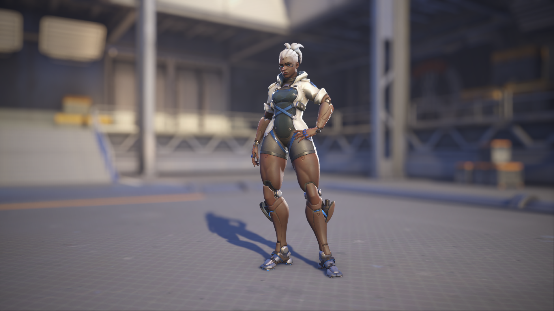 Sojourn models her Tundra skin in Overwatch 2.