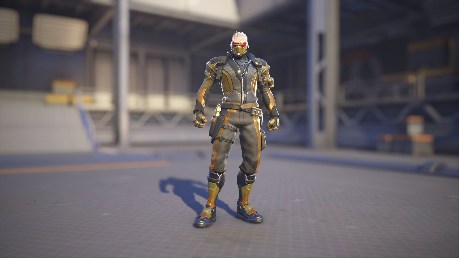 Soldier: 76 models his Golden skin in Overwatch 2.