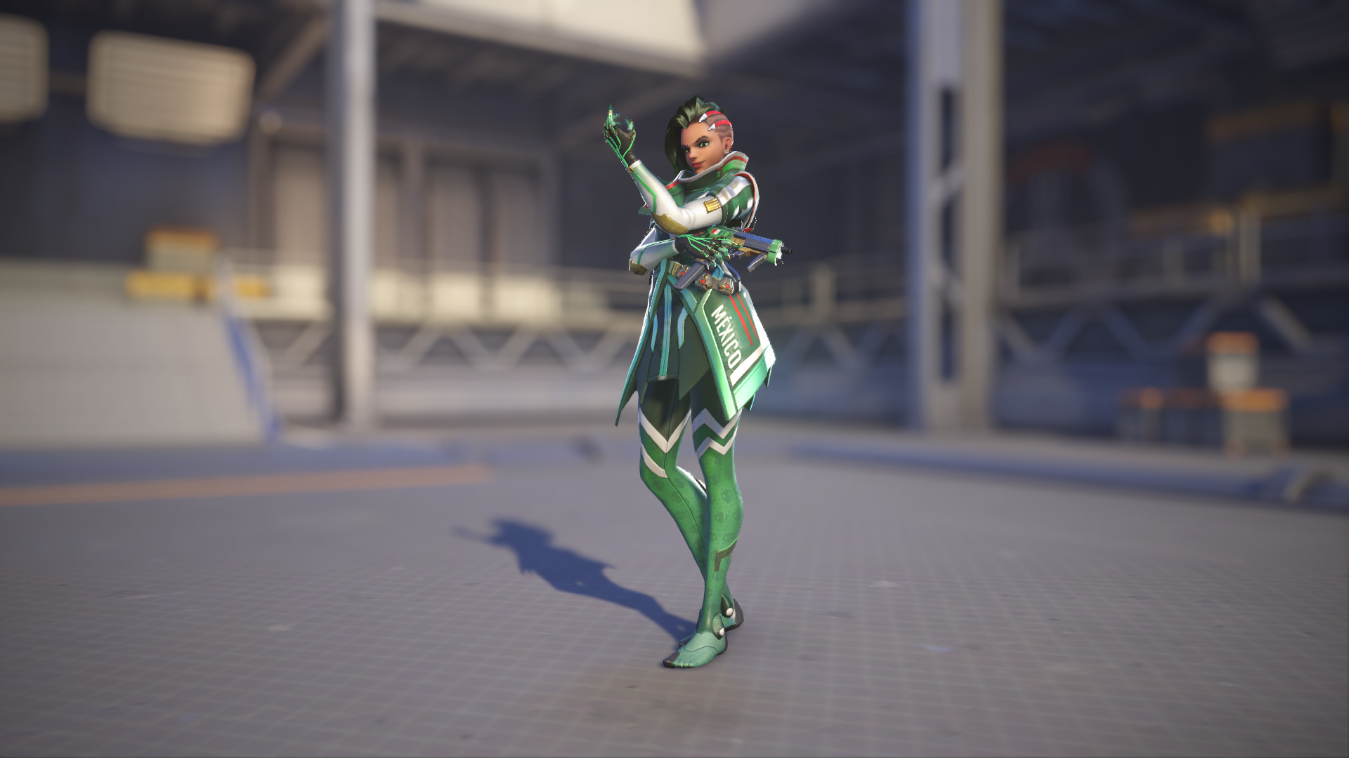 Sombra models her Mexicana skin in Overwatch 2.