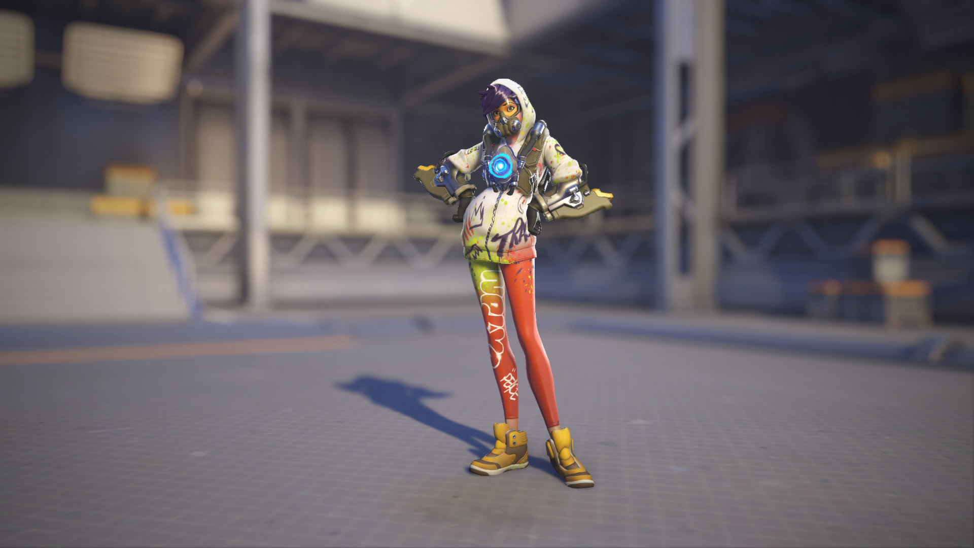 Tracer models her Tagged skin in Overwatch 2.
