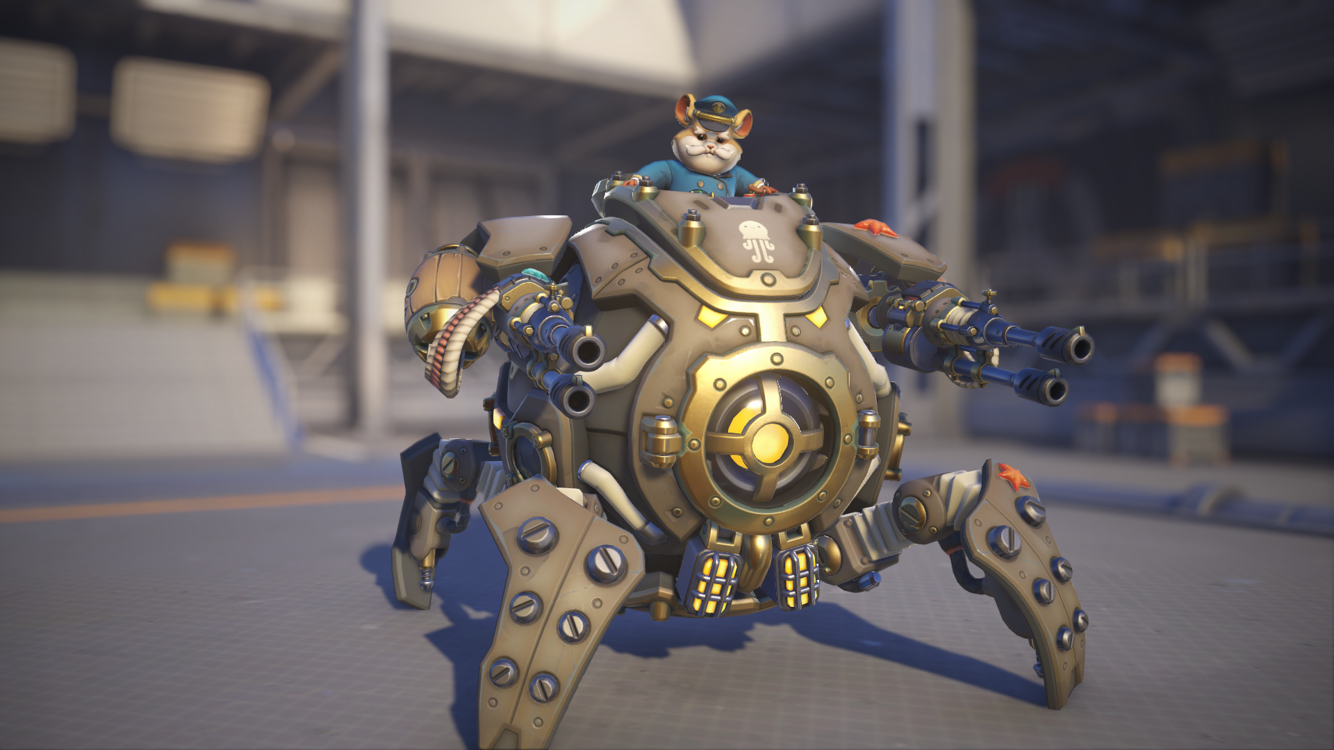Wrecking Ball models his Submarine skin in Overwatch 2.