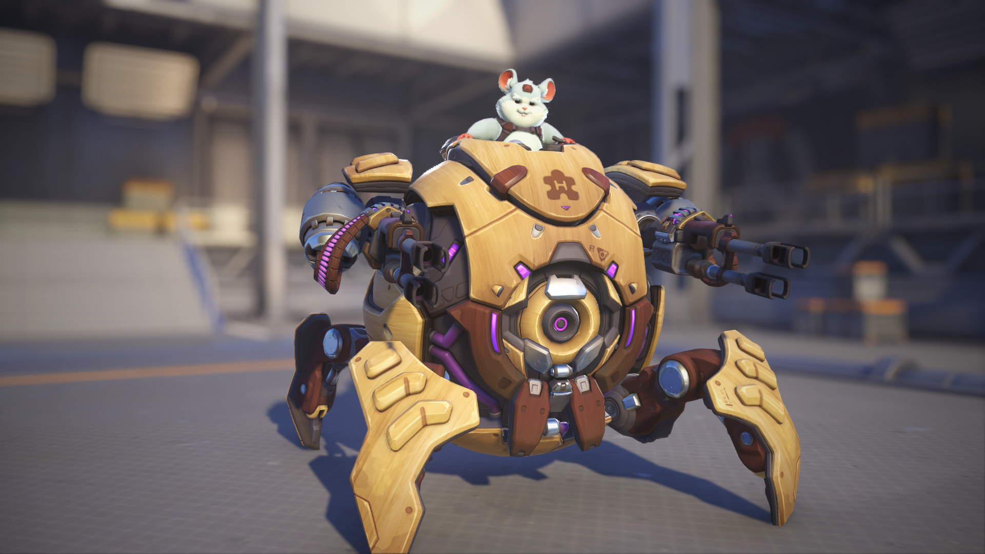 Wrecking Ball models his Wooden Ball skin in Overwatch 2.