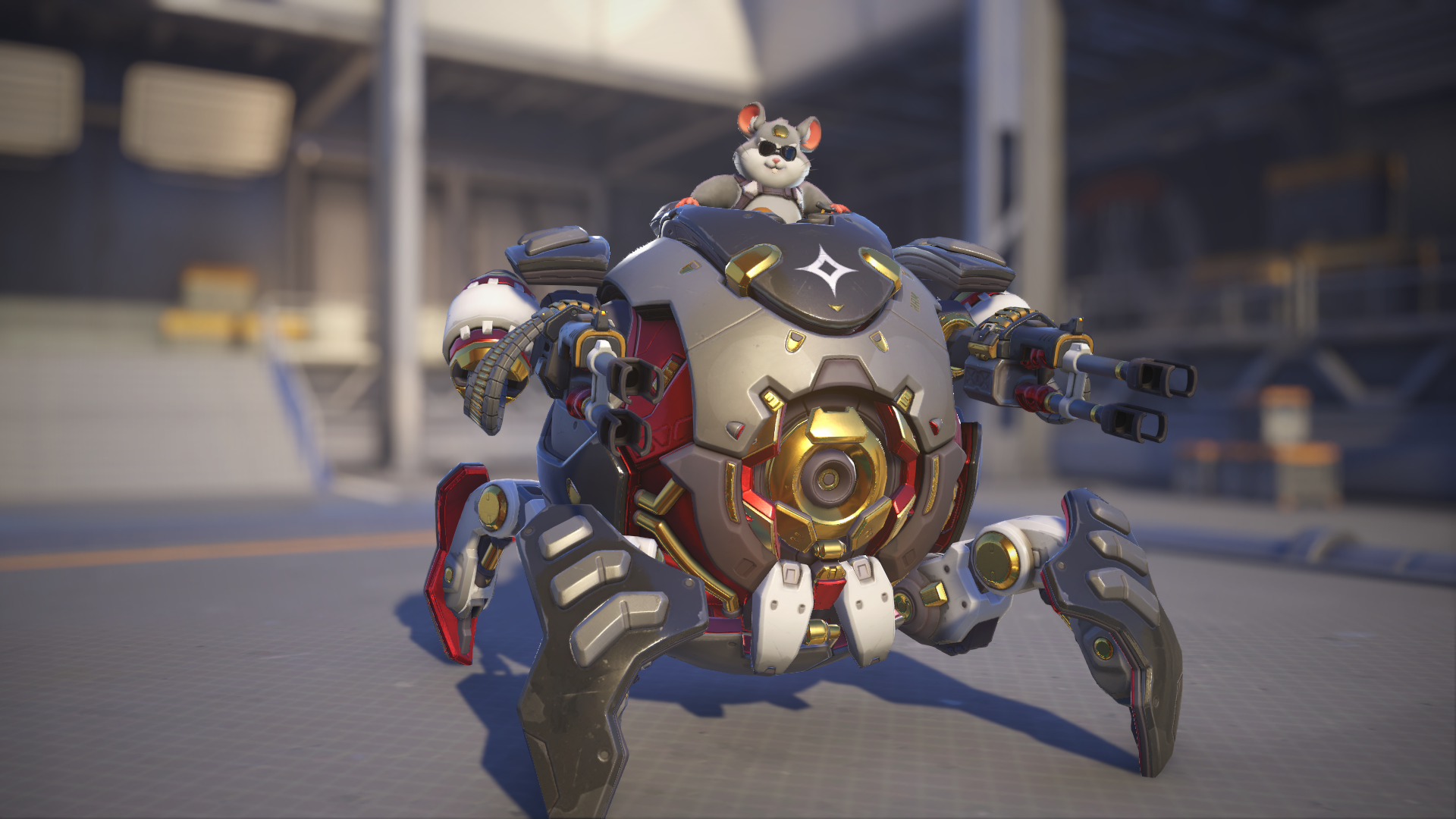 Wrecking Ball models his High Roller skin in Overwatch 2.