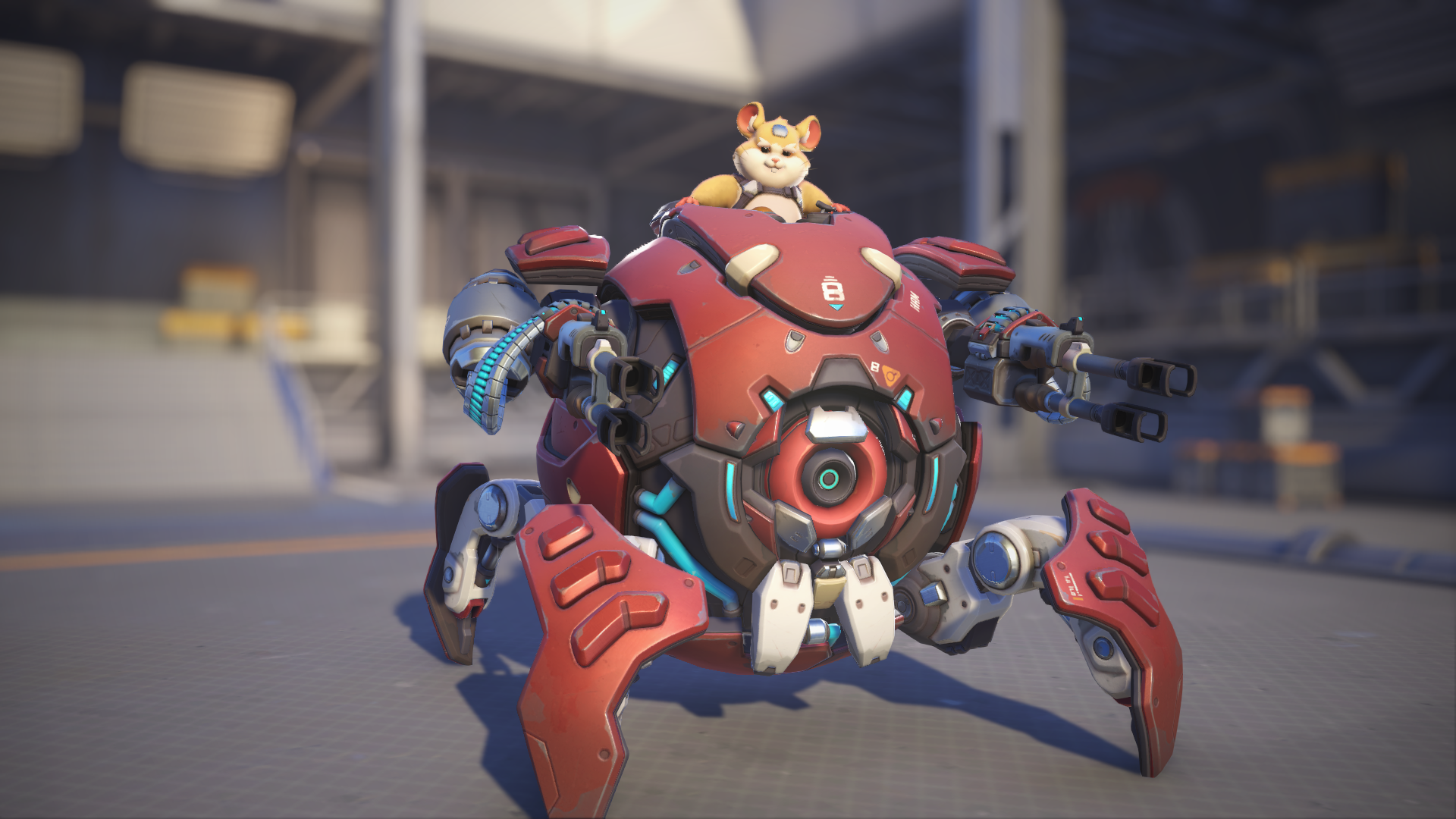 Wrecking Ball models his Lithium skin in Overwatch 2.