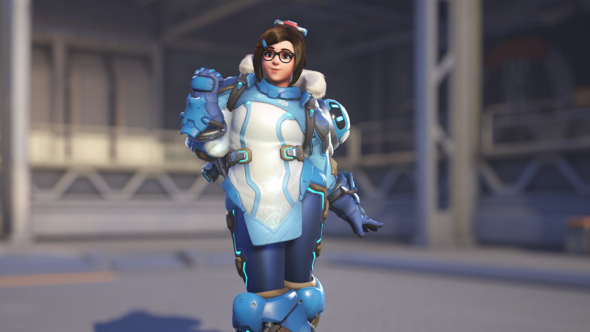 Mei, a hero in Overwatch 2, poses before the camera in the hero selection screen.