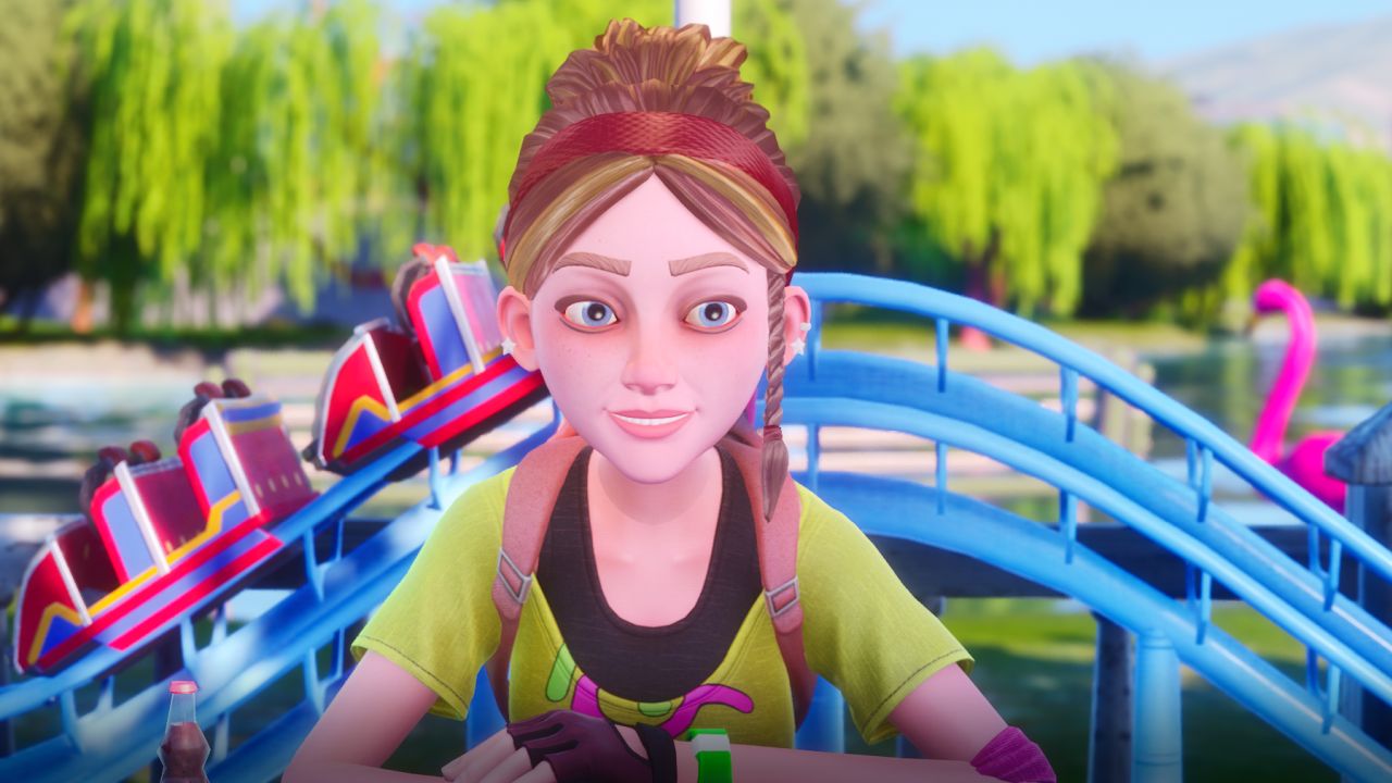 One of the cast in Park Beyond who help you out in the main story - a young woman with brown hair wearing brightly coloured, sporty clothes