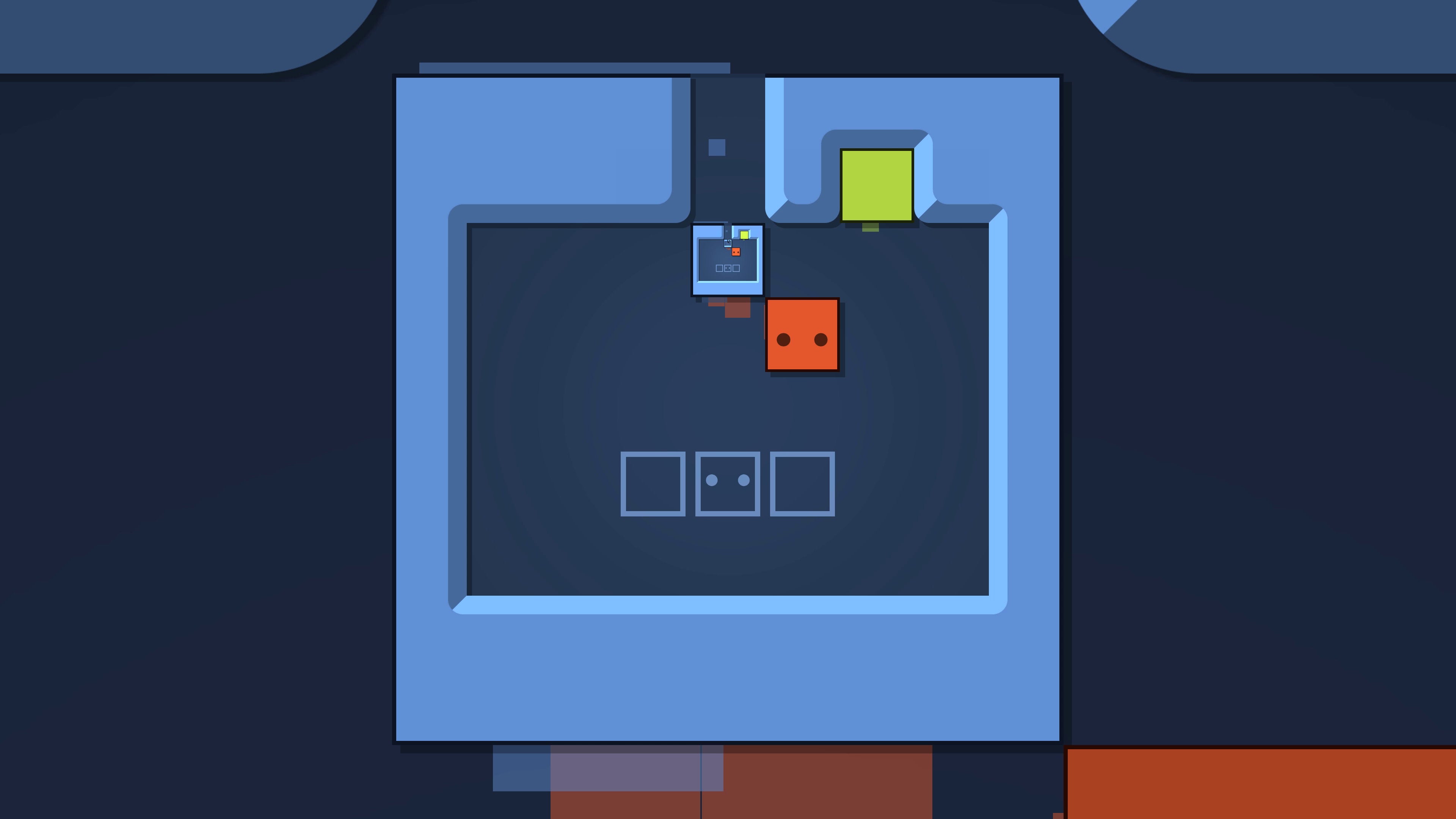 A red cube pushes other cubes around inside another cube in Patrick's Parabox