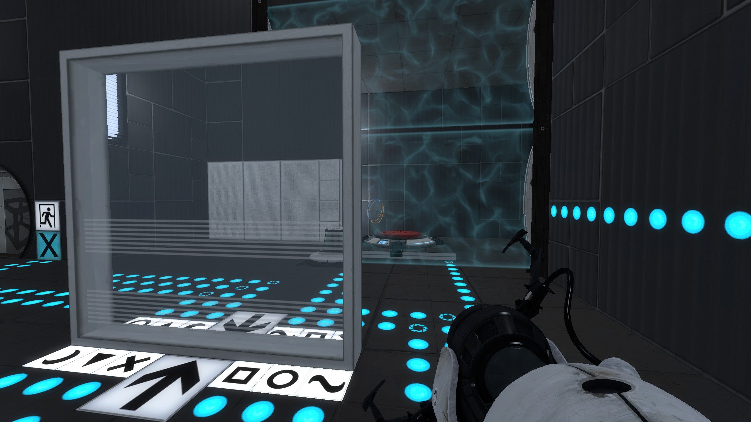 A puzzle room that's been modded in Portal 2