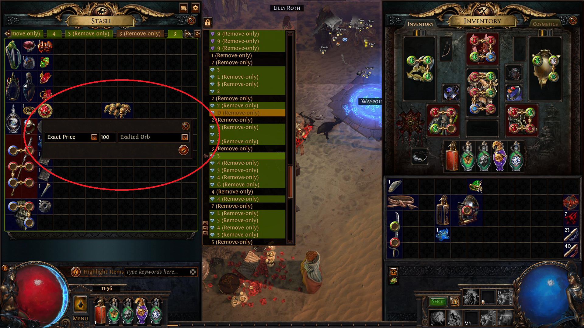 Selling items using a premium stash tab in Path Of Exile