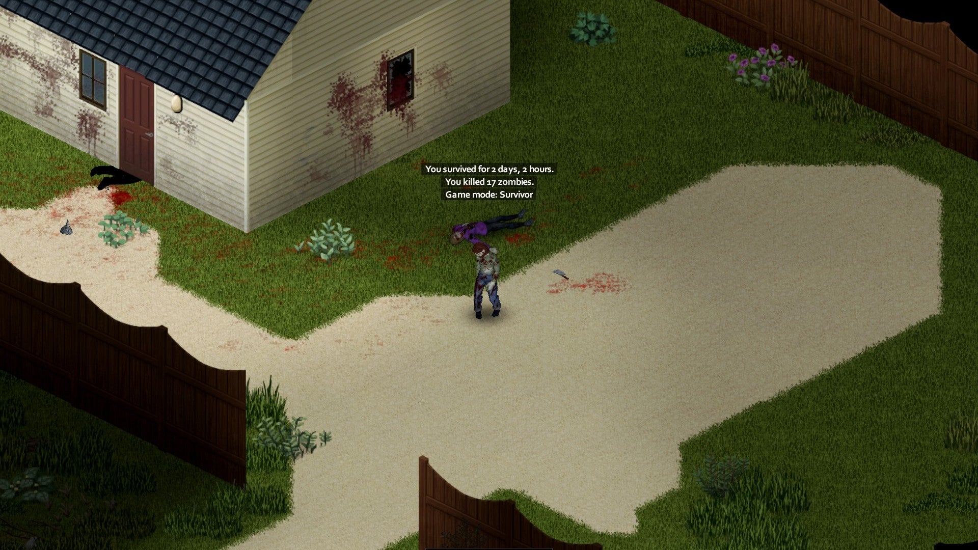 Project Zomboid player after turning into a zombie