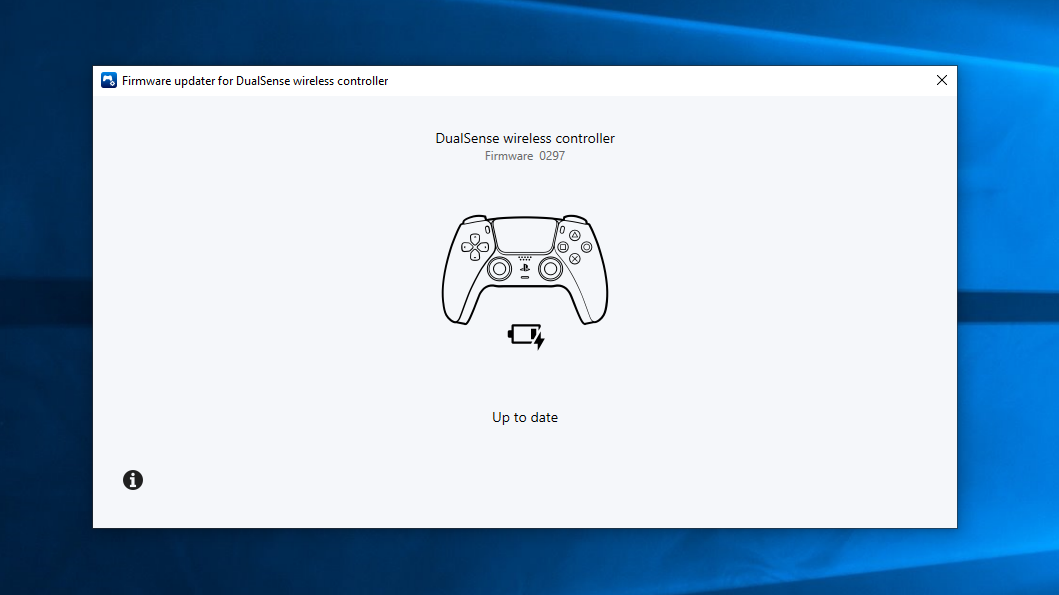 A screenshot of the PS5 controller firmware updater app on Windows.