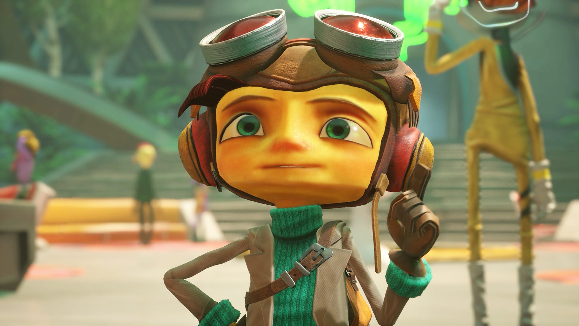 game A close-up of Raz from Psychonauts 2 in the Psychonauts' headquarters