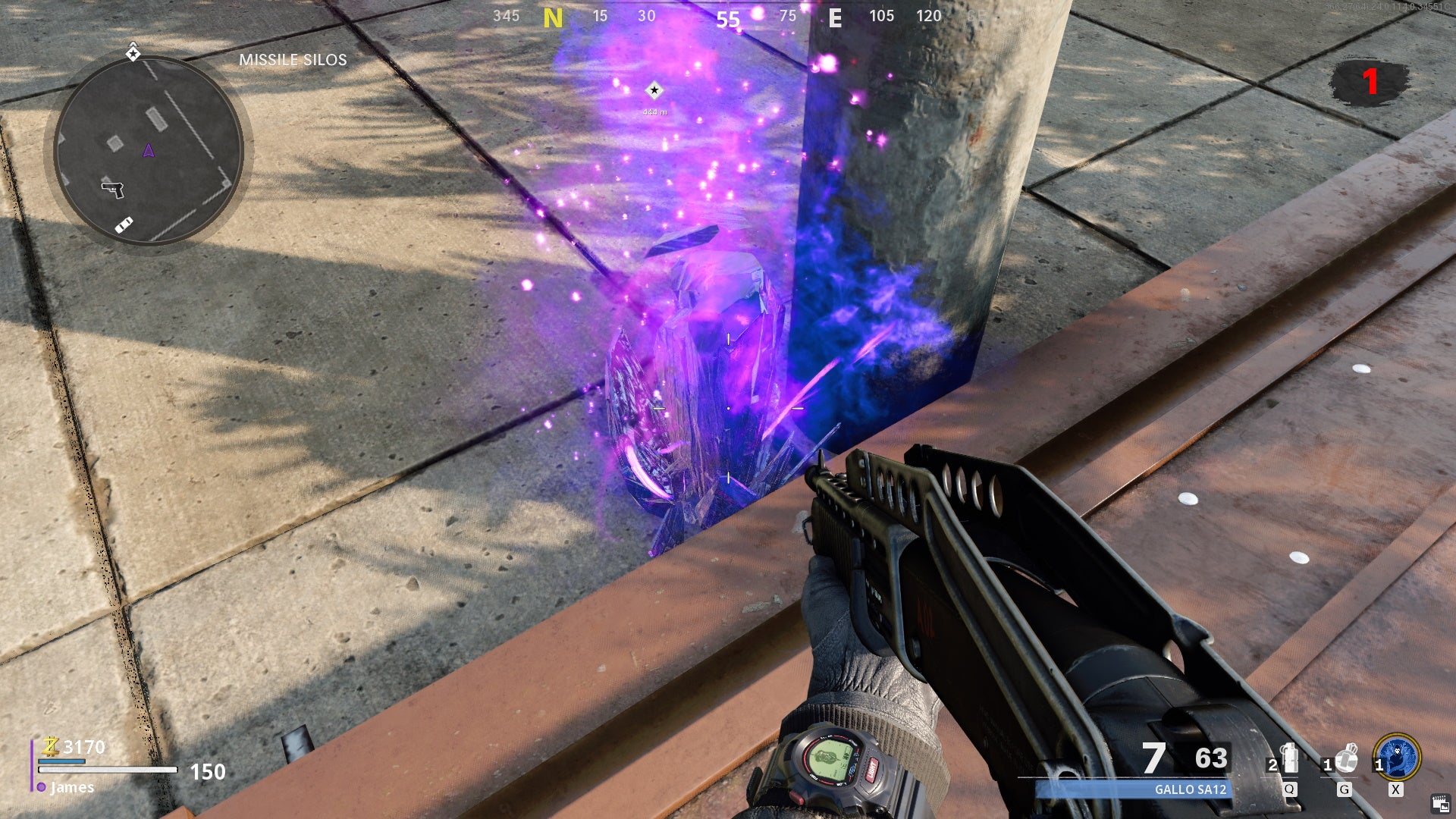 A glowing purple crystal shines in Outbreak mode, and contains rewards if smashed.