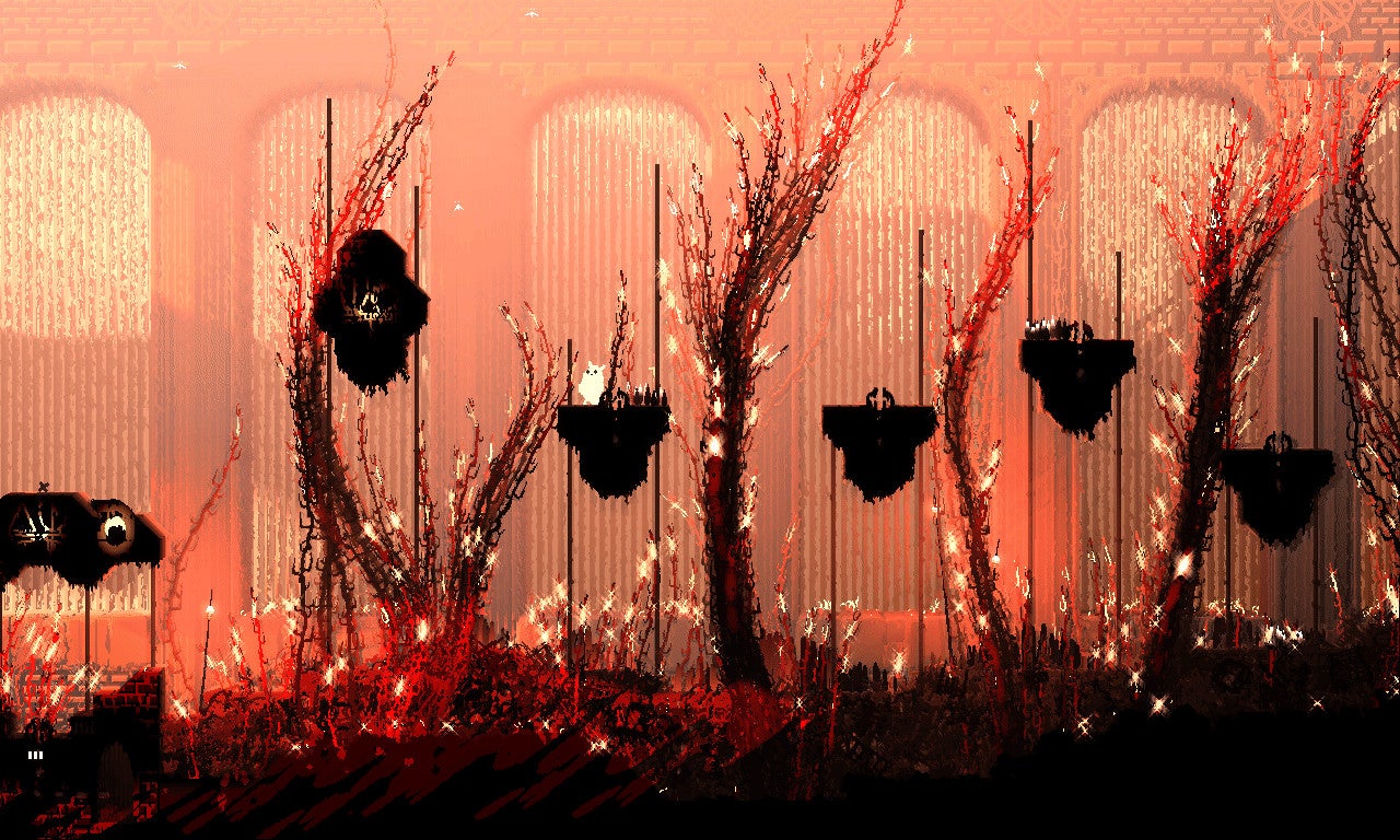 Rain World: Downpour DLC showing a slugcat surrounded by red prickly plants.