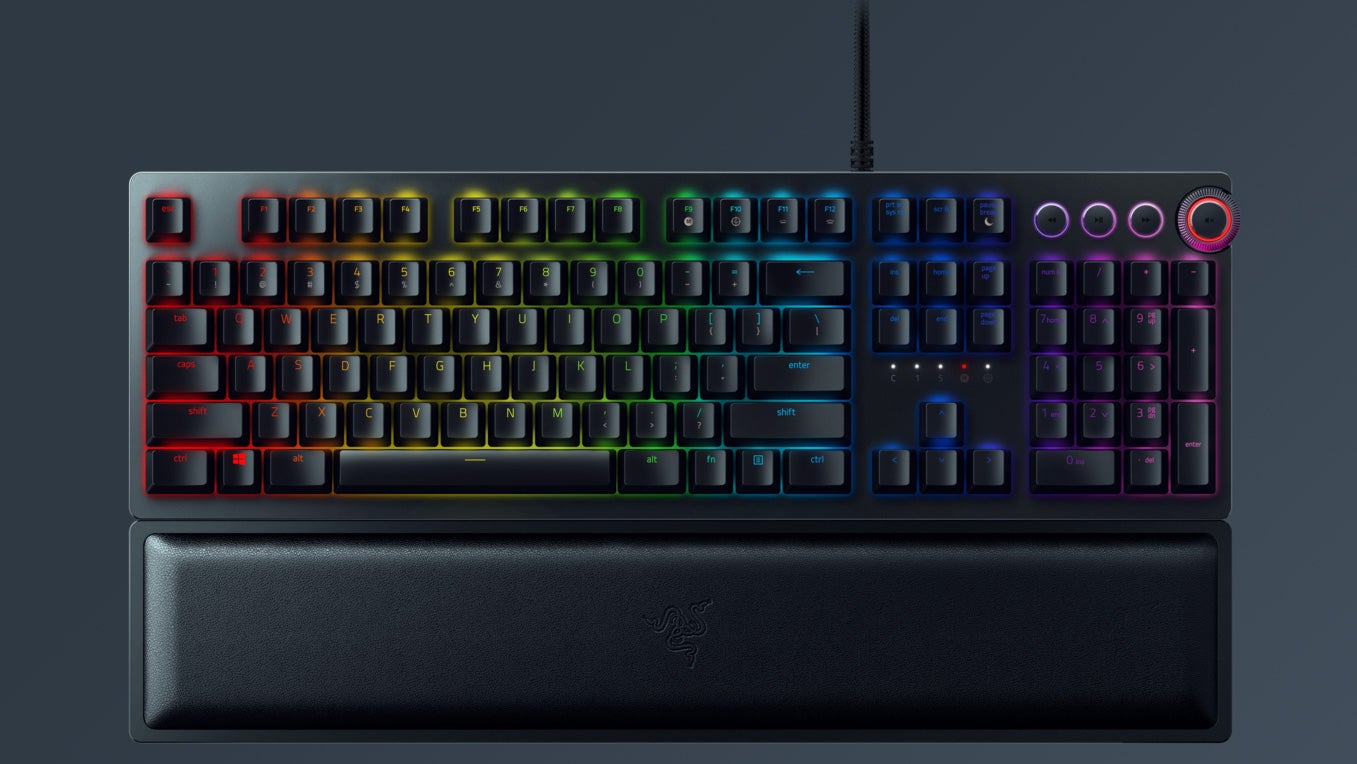a razer huntsman elite full-size keyboard with RGB