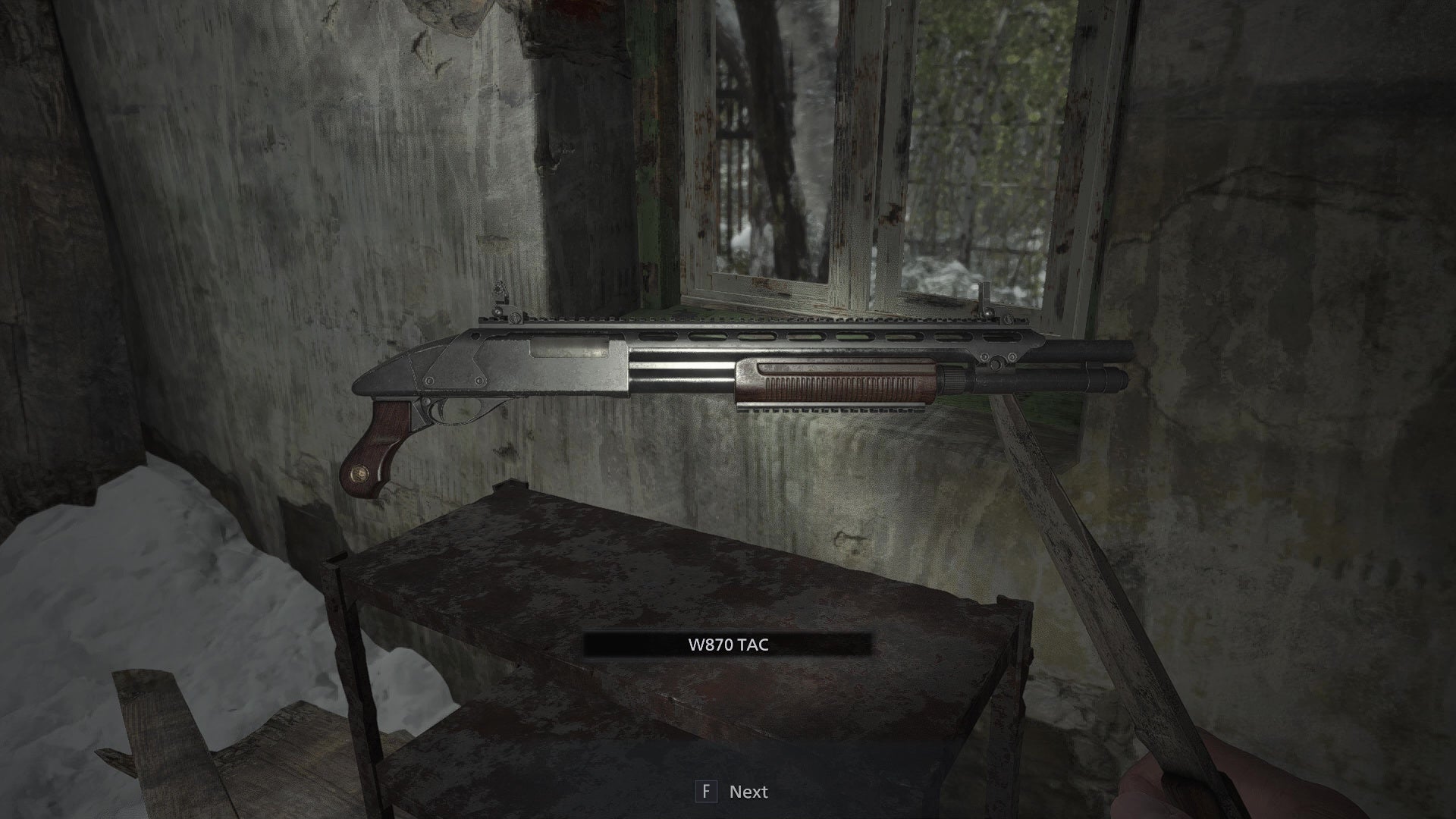 An image of the WTAC 870 shotgun in Resident Evil Village.