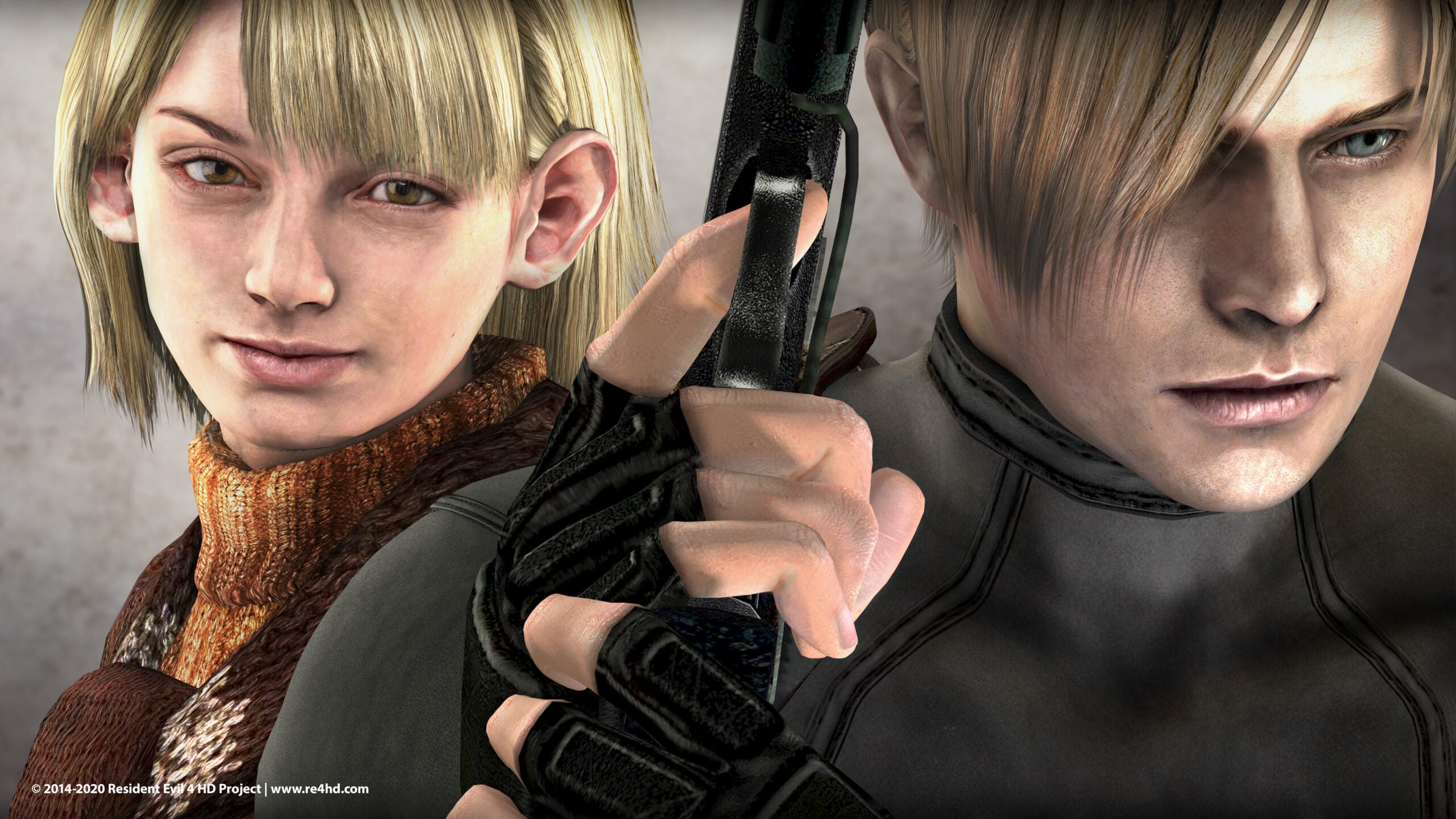 Ashley and Leon in wallpaper for the Resident Evil 4 HD Project mod.
