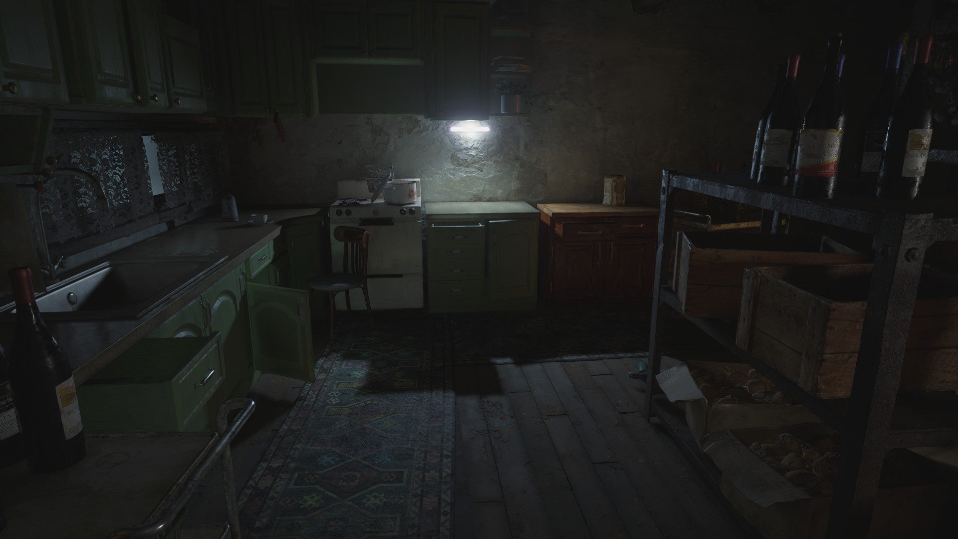 A house interior in Resident Evil Village with ray tracing switched on