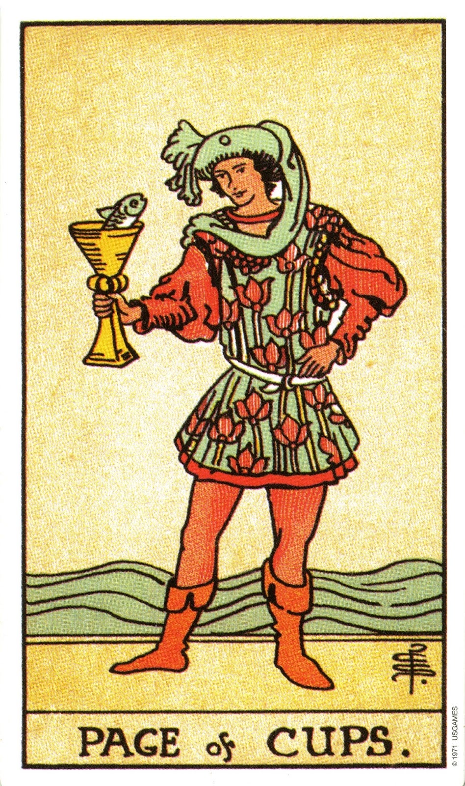 rider waite smith tarot page of cups
