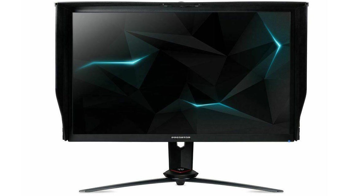 a photo of an acer predator xb273k 27-in monitor, with an angular appearance that appeals to gamers apparently