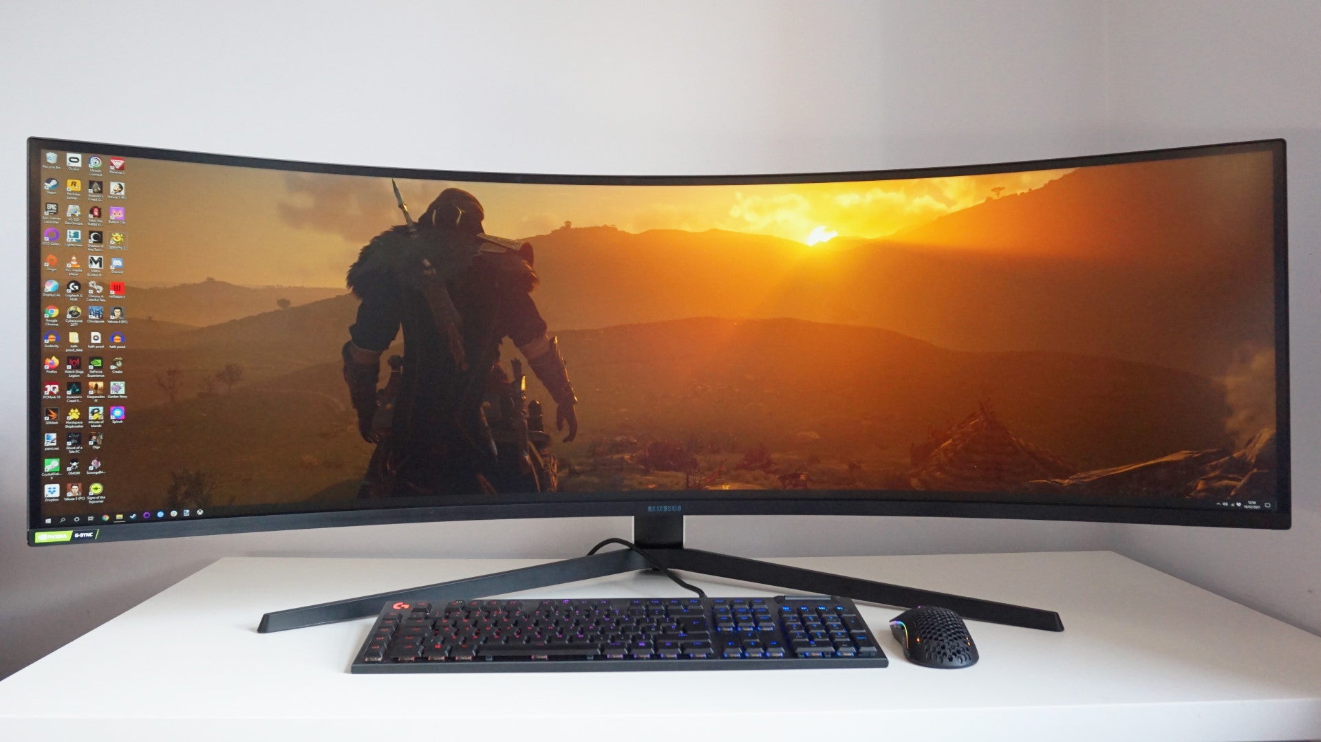 A photo of the Samsung Odyssey G9 gaming monitor