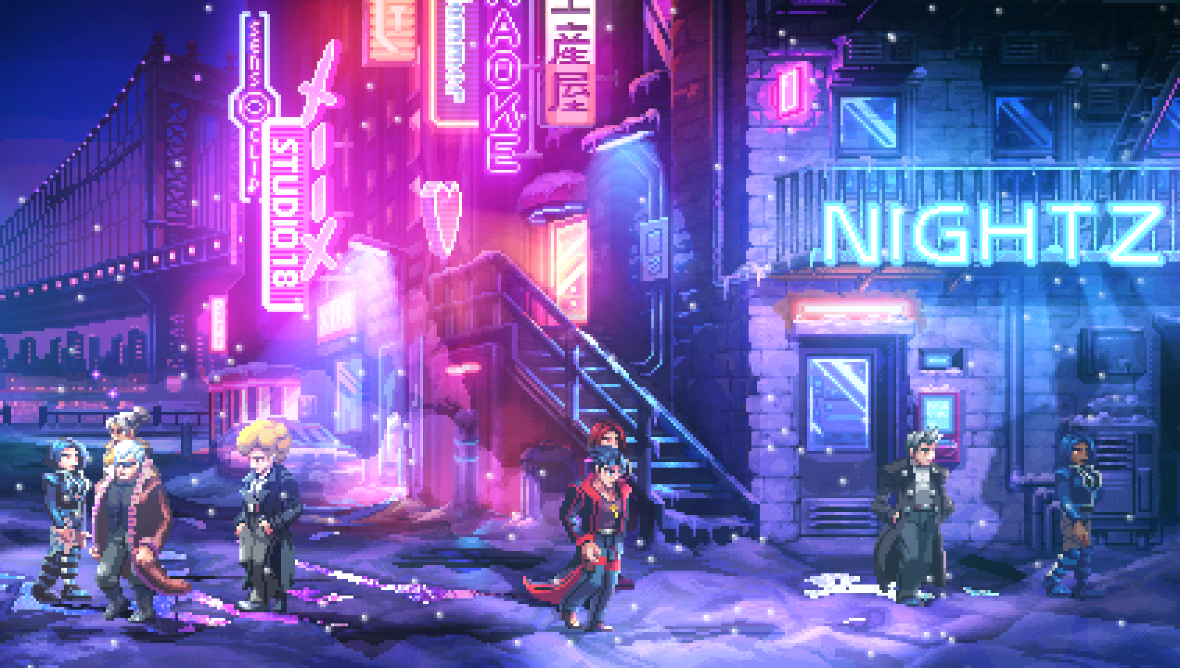 A cyberpunk New York City in a screenhot from the yet-unnamed next game from the makers of Steel Assault.