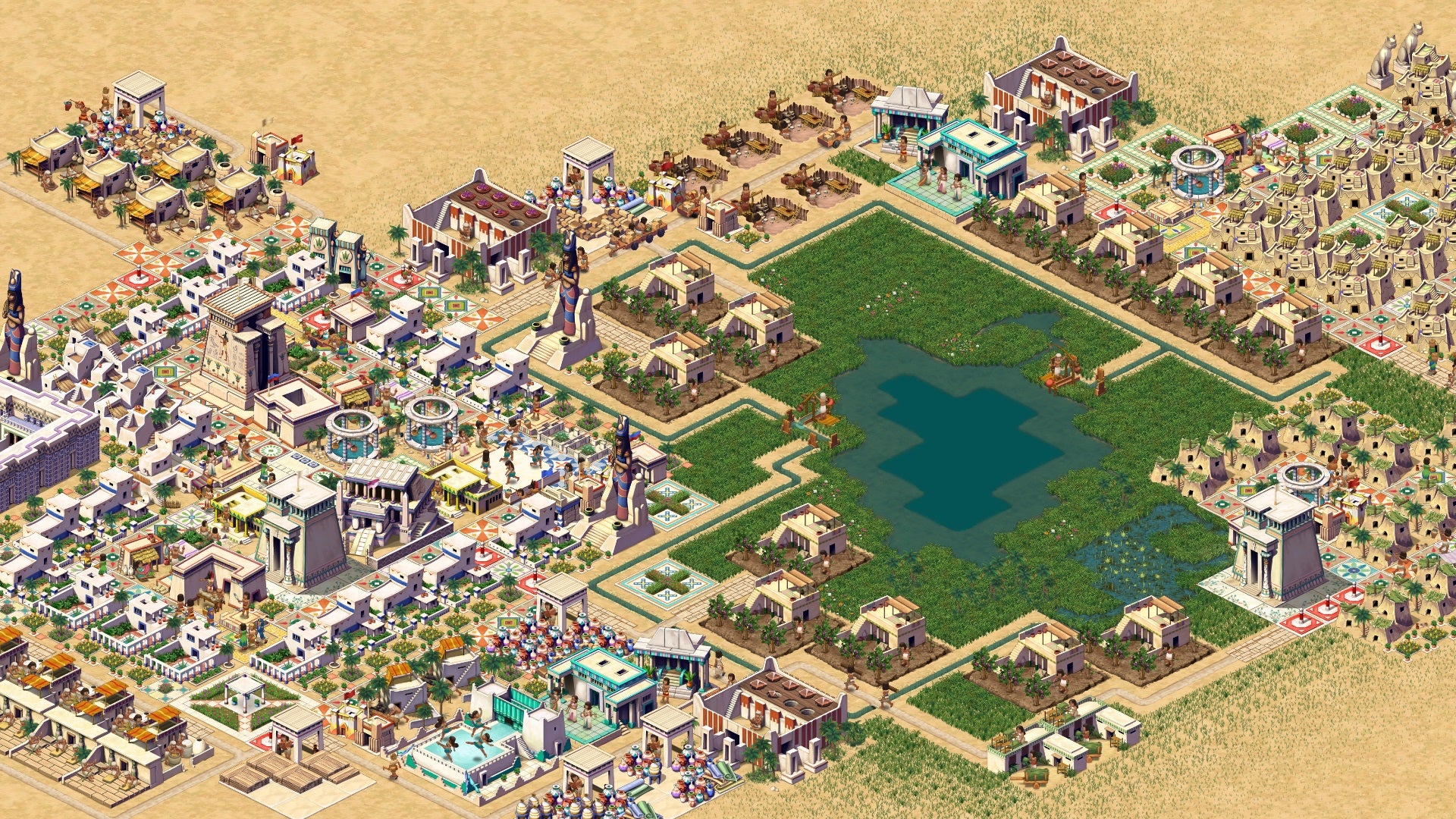 A top down view of an Egyptian city in Pharaoh: A New Era