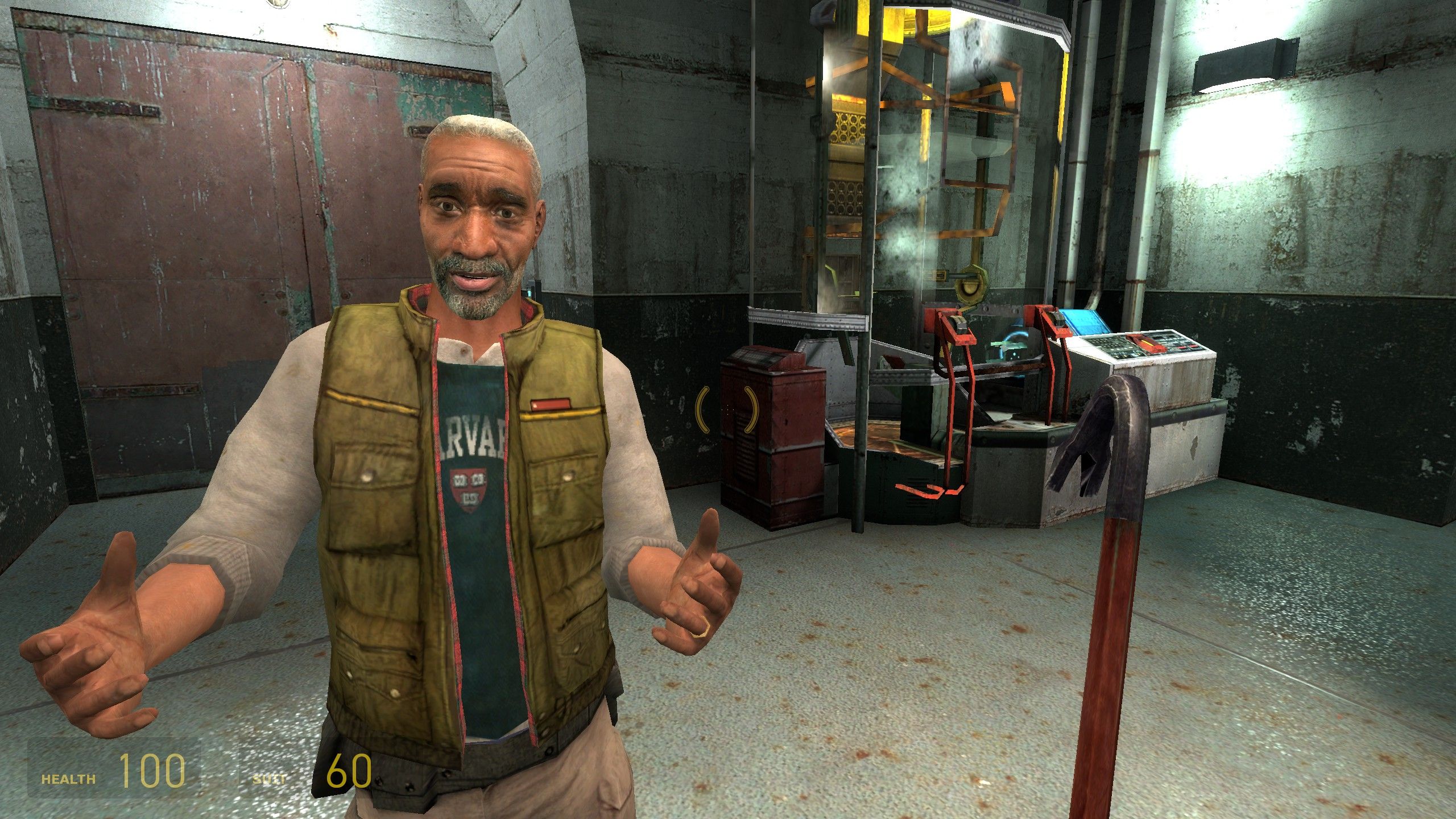 Eli Vance gestures with his hands in Half-Life 2