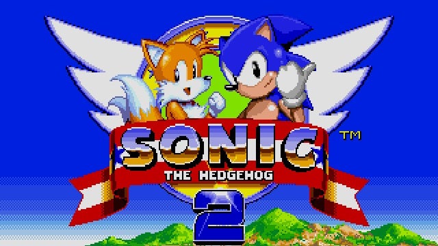 Sonic and Tails on the Sonic the Hedgehog 2 title screen.
