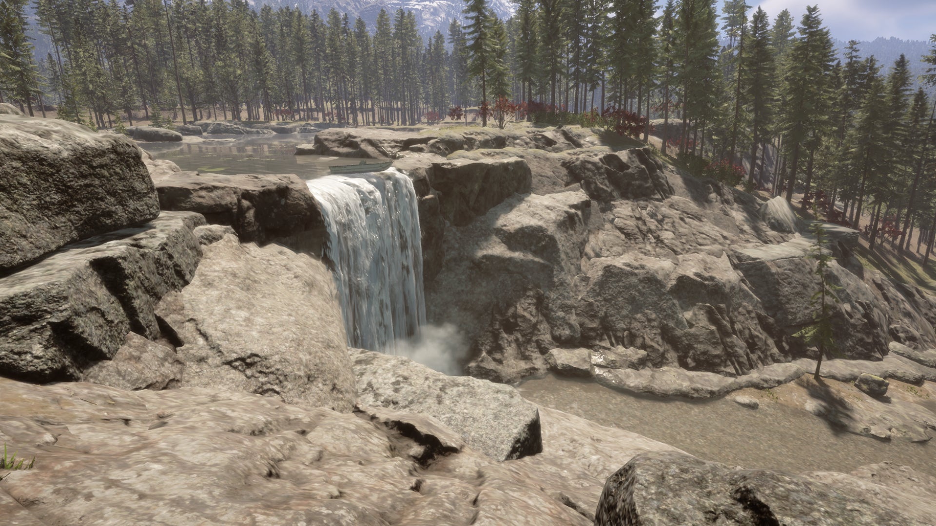 A waterfall in Sons Of The Forest.