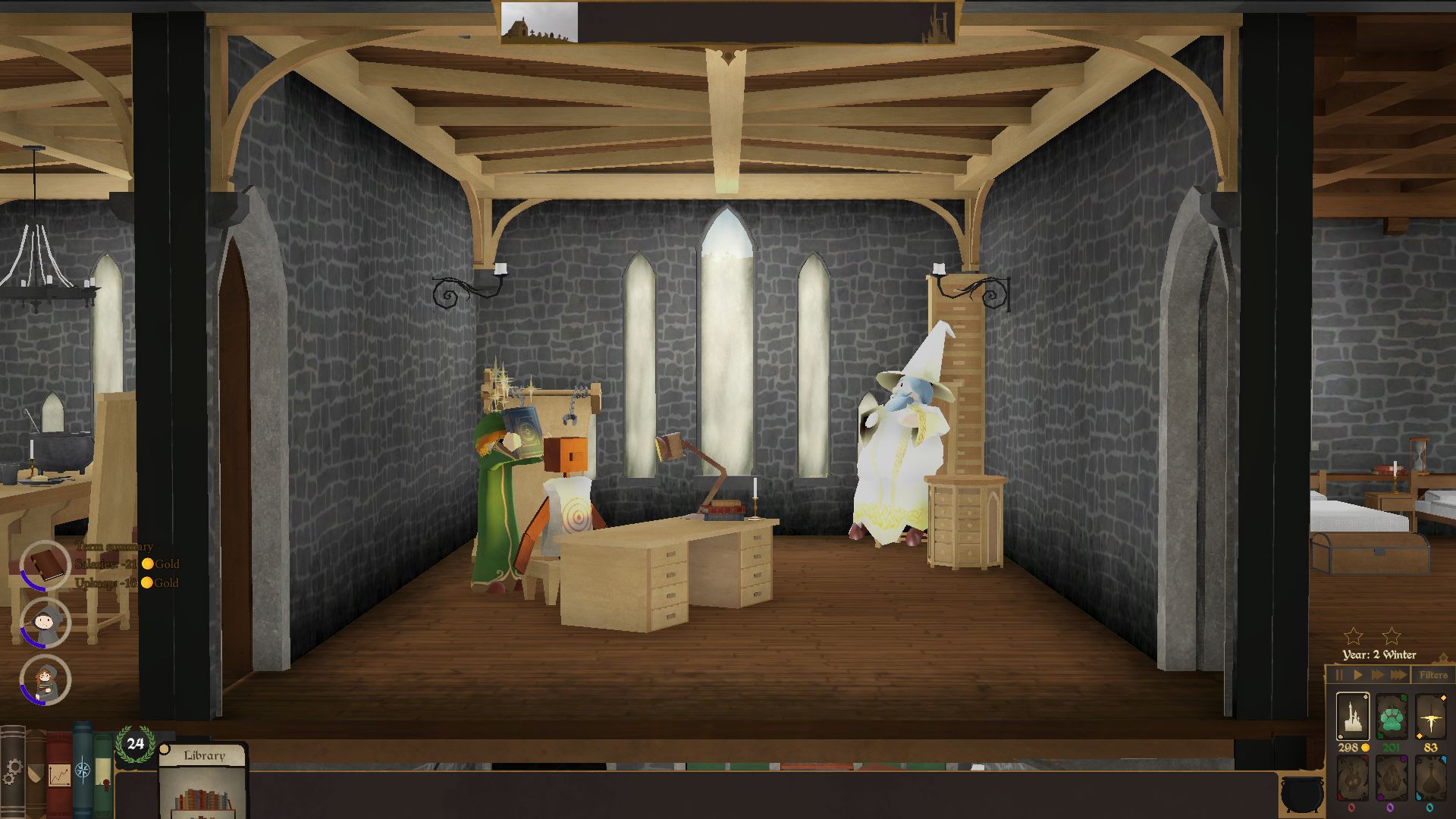 A classroom in a school in Spellcaster University, with a dummy interrogation set up.