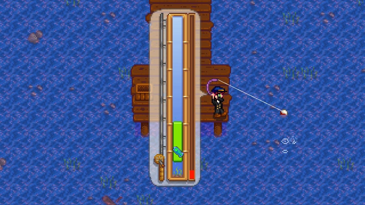 The fishing minigame meter in Stardew Valley