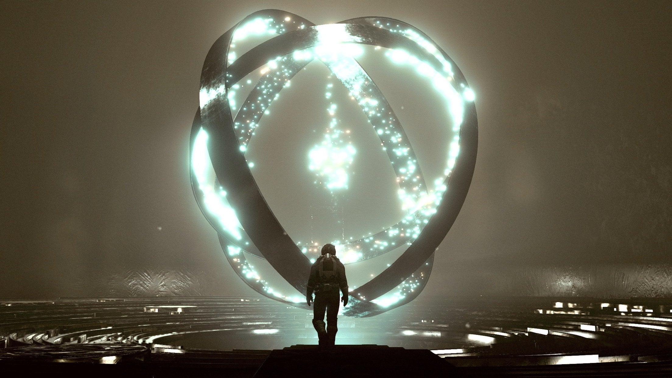Standing in an alien temple in a Starfield screenshot.
