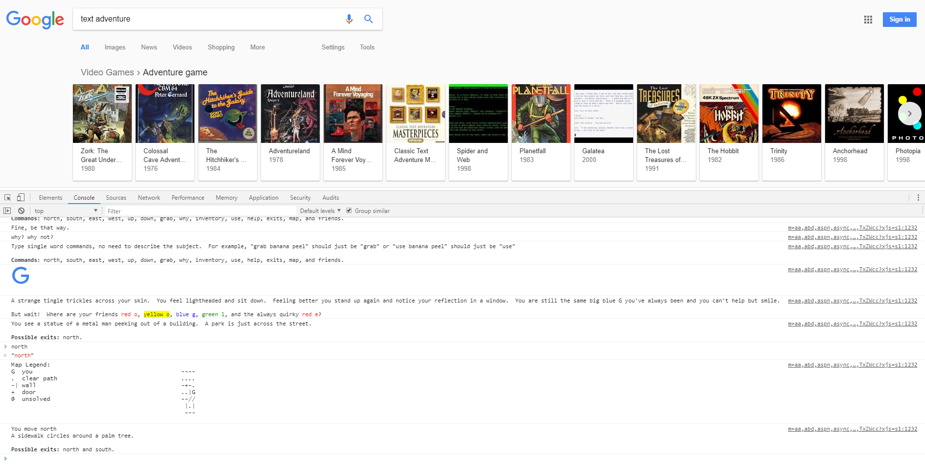 Image for Recently discovered Google easter egg is a browser-based text adventure game