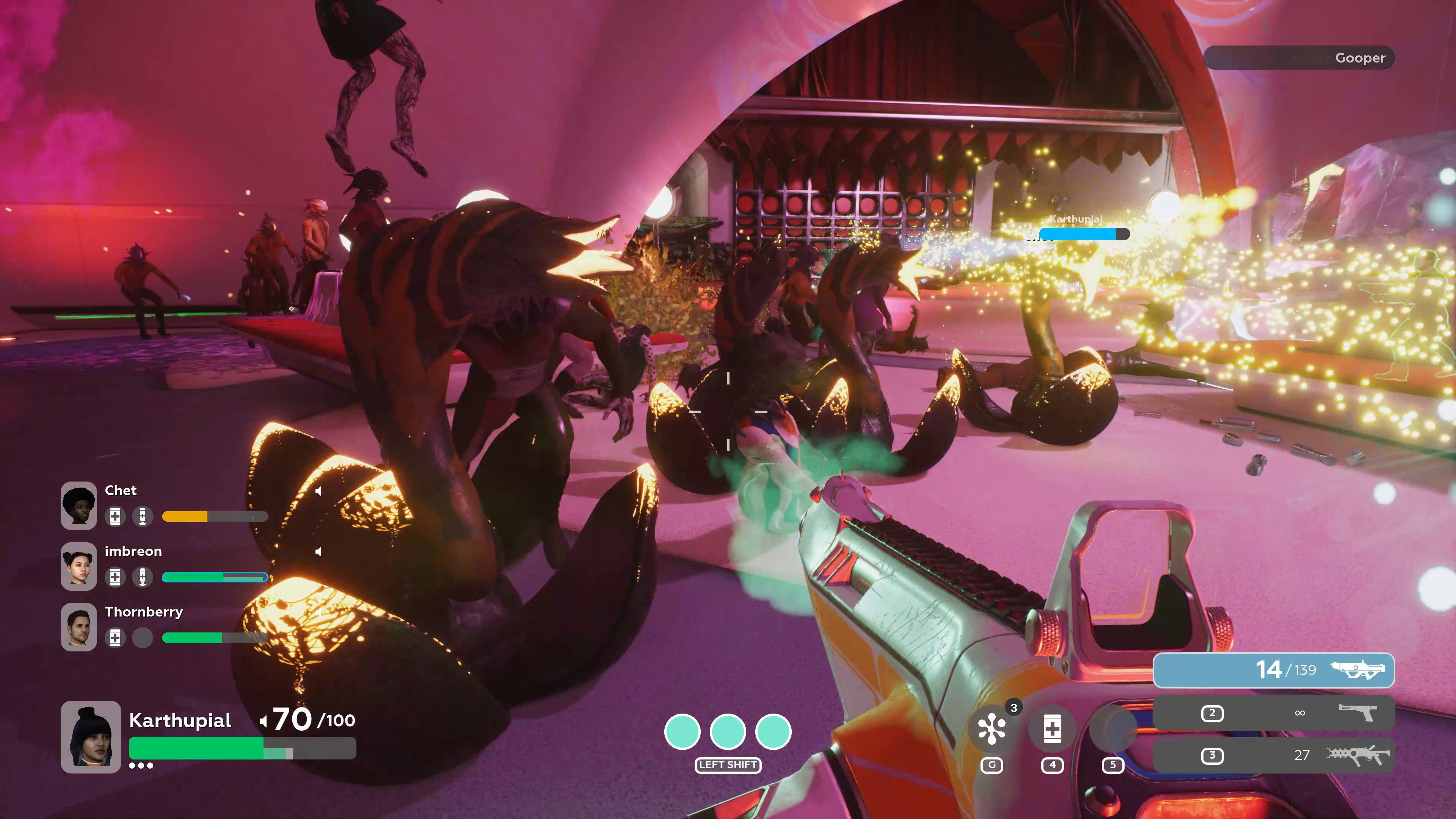 Aliens pour into a disco battle event in The Anacrusis