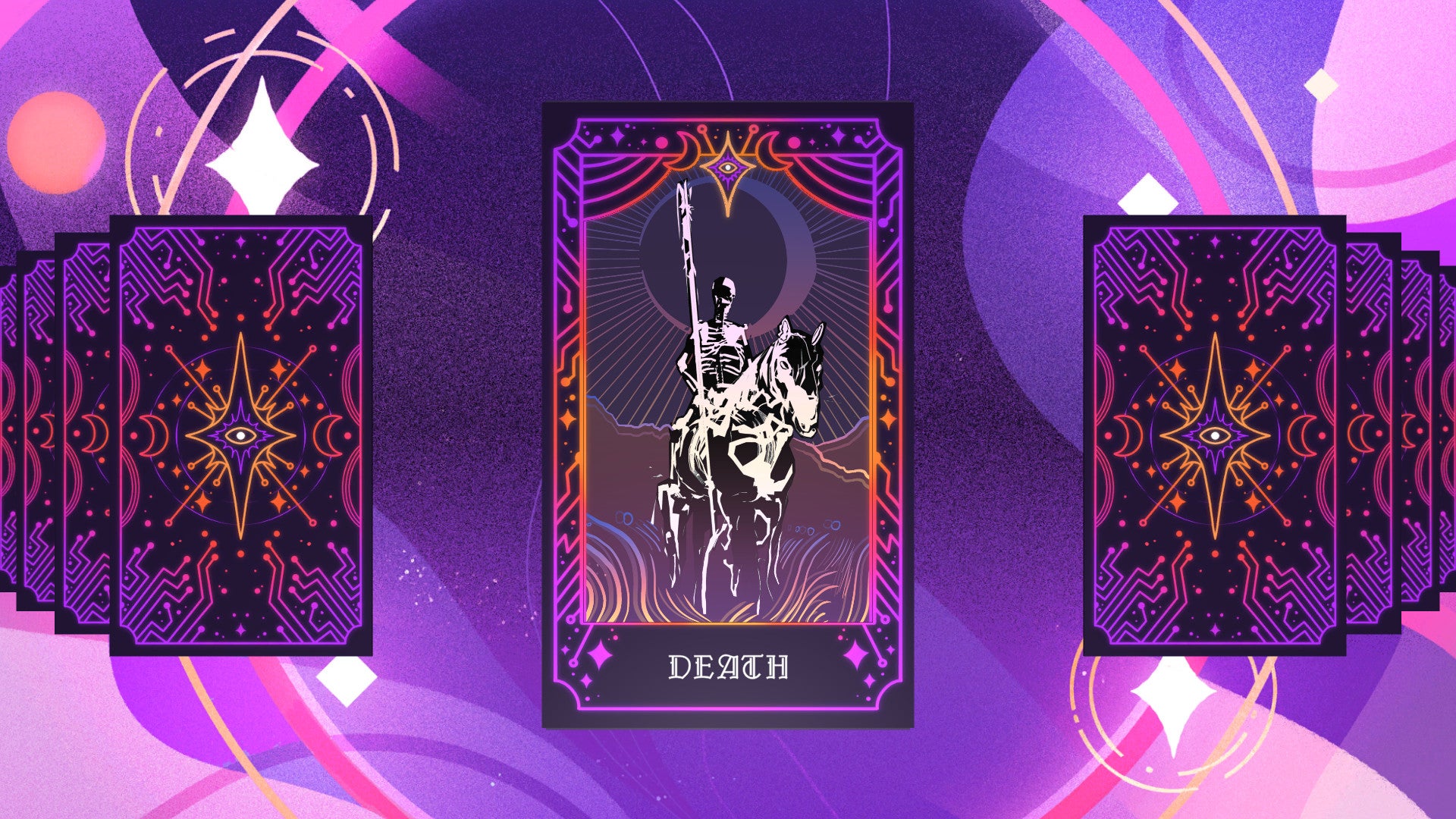 The Death card is pulled from the deck during a tarot reading in The Cartomancy Anthology.