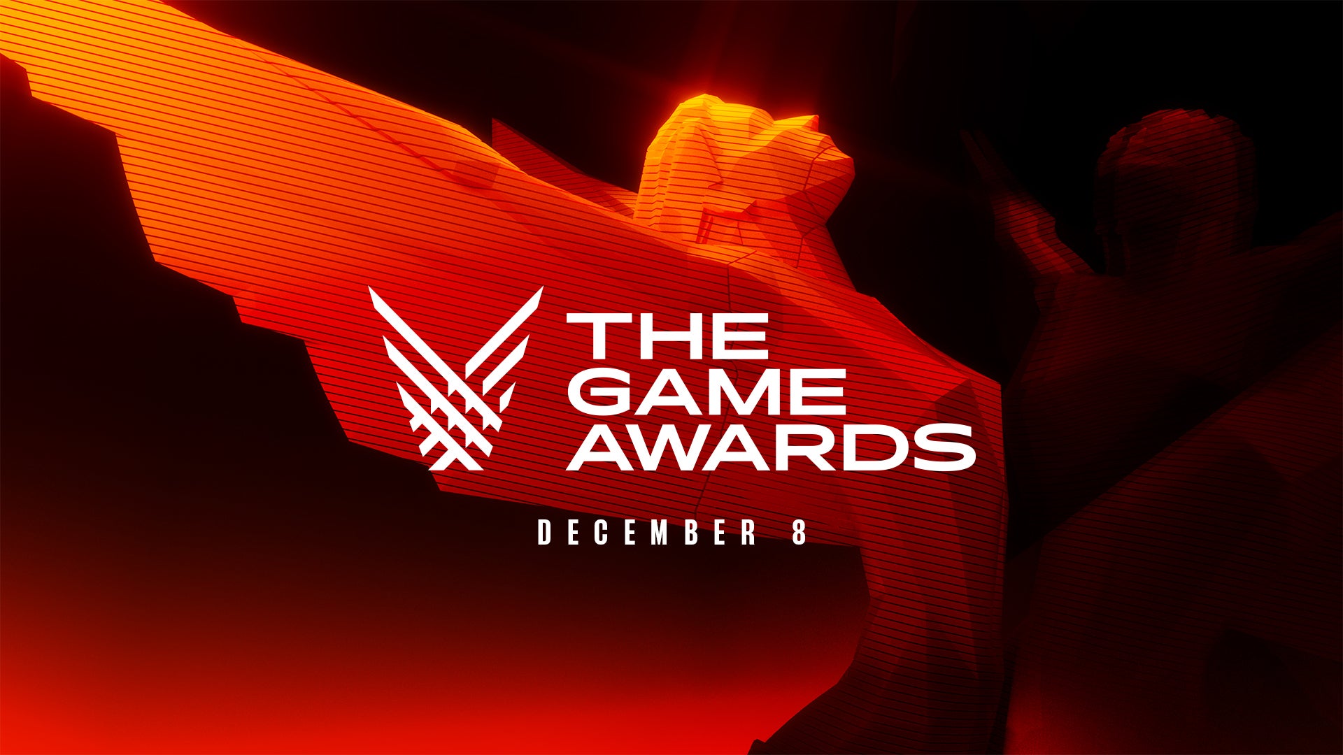 The Game Awards 2022 logo over a stylised image of the TGA trophy design.