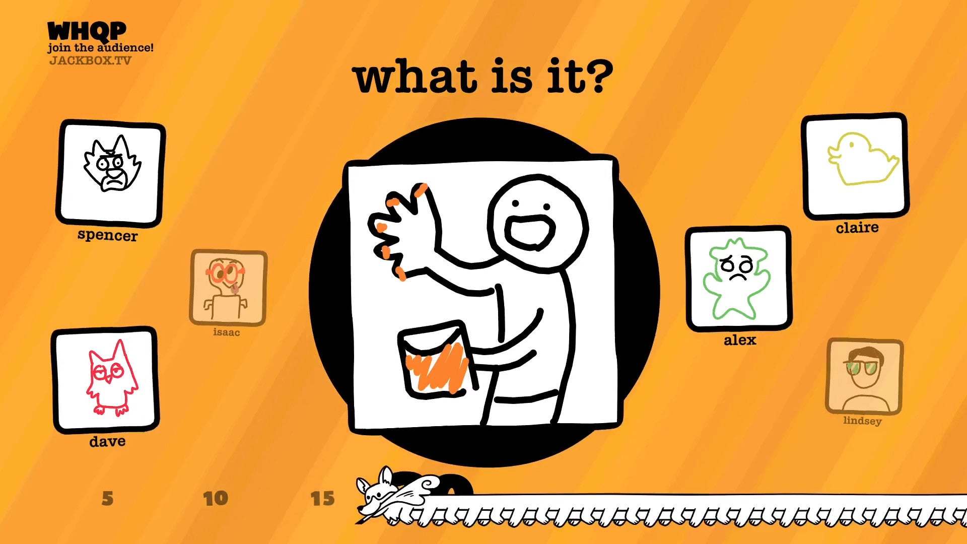 Guessing at a drawing in a screenshot from The Jackbox Party Pack 8.