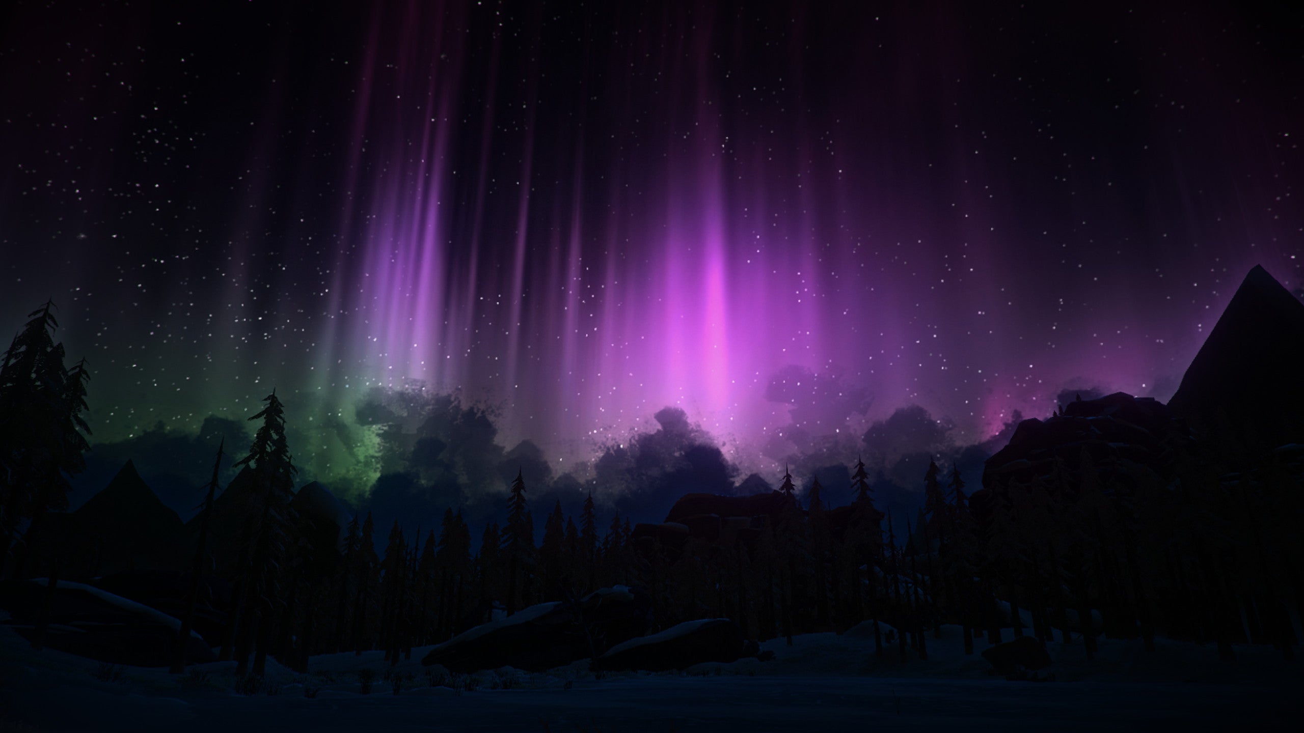 A screenshot of The Long Dark's aurora.