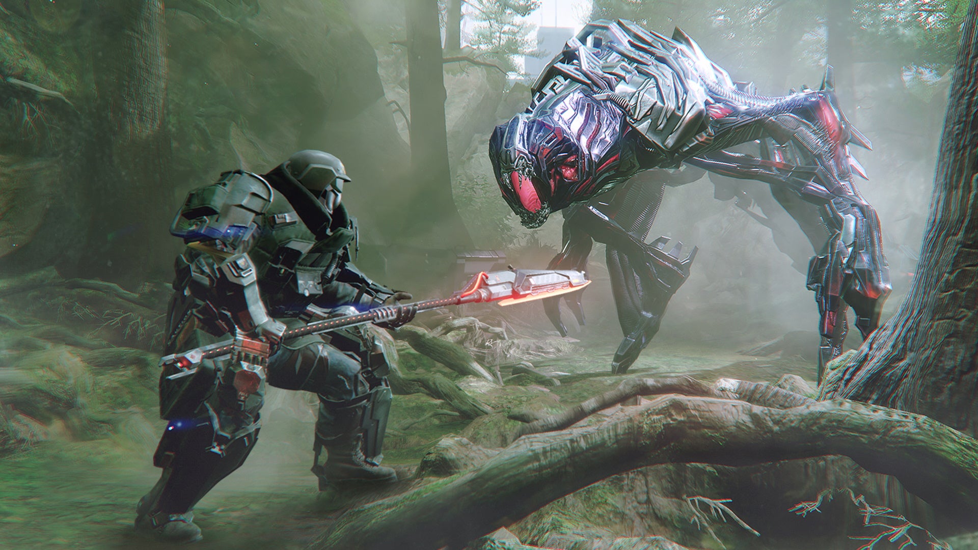 A player aims a spear at a robo-dog-thing in The Surge 2.