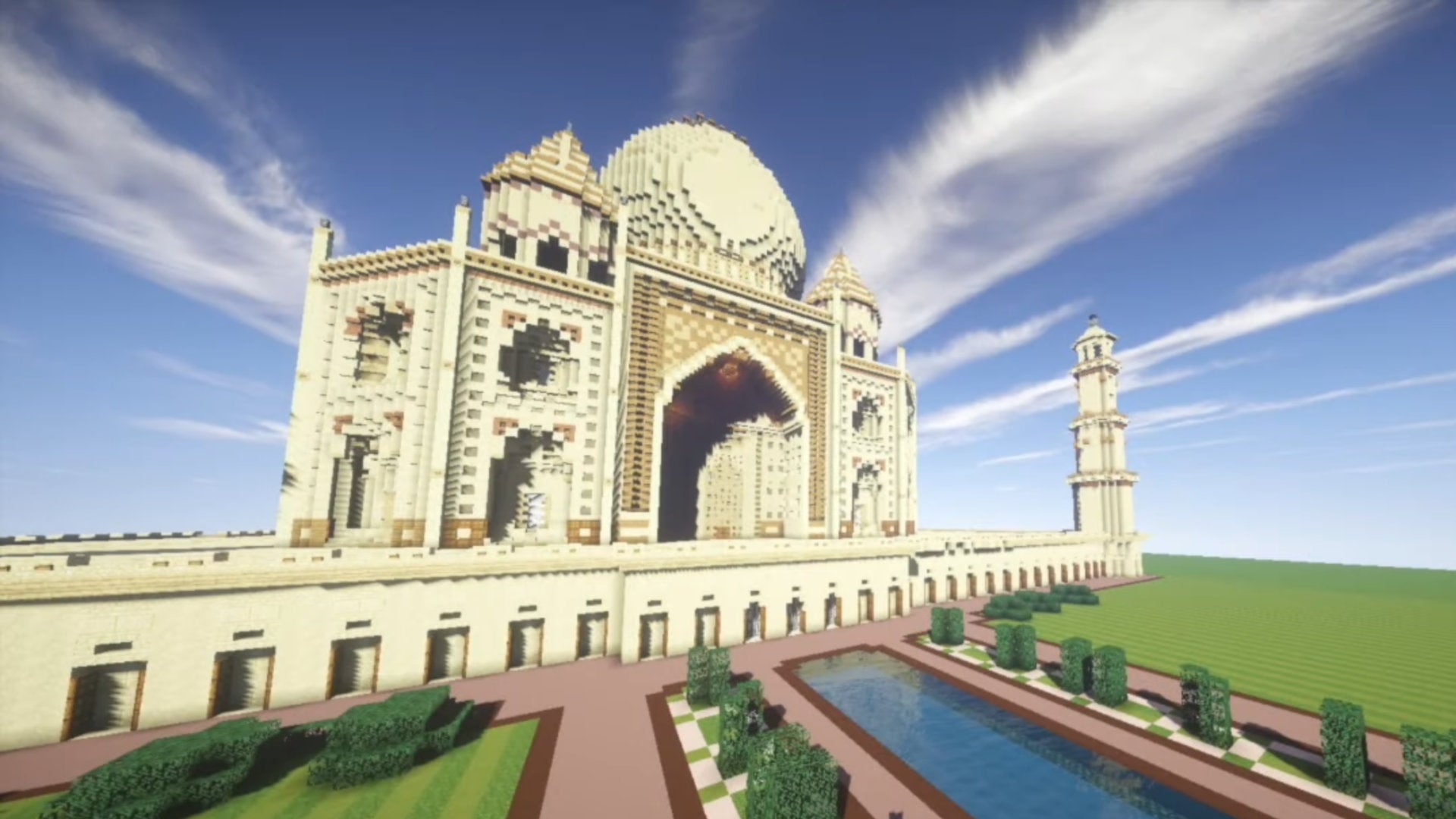 A screenshot of a Minecraft Taj Mahal build.