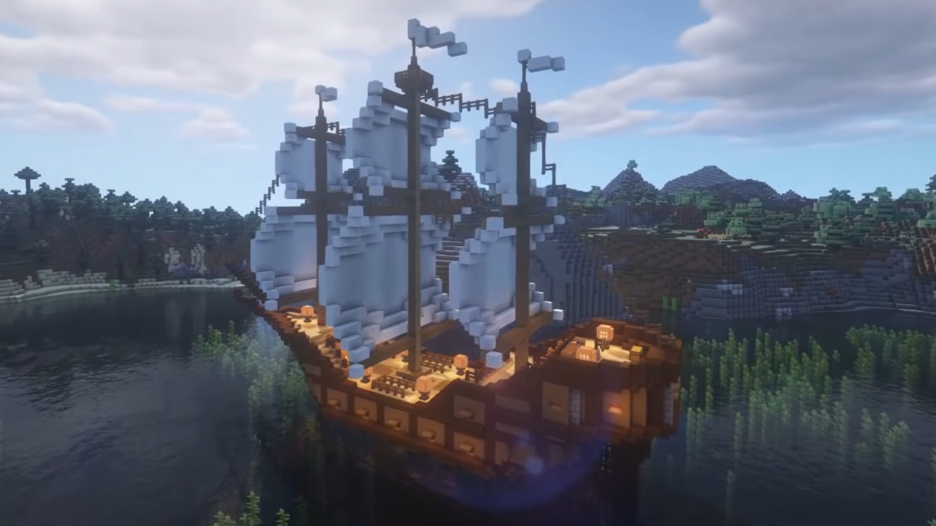 A screenshot of a Minecraft aquarium build.
