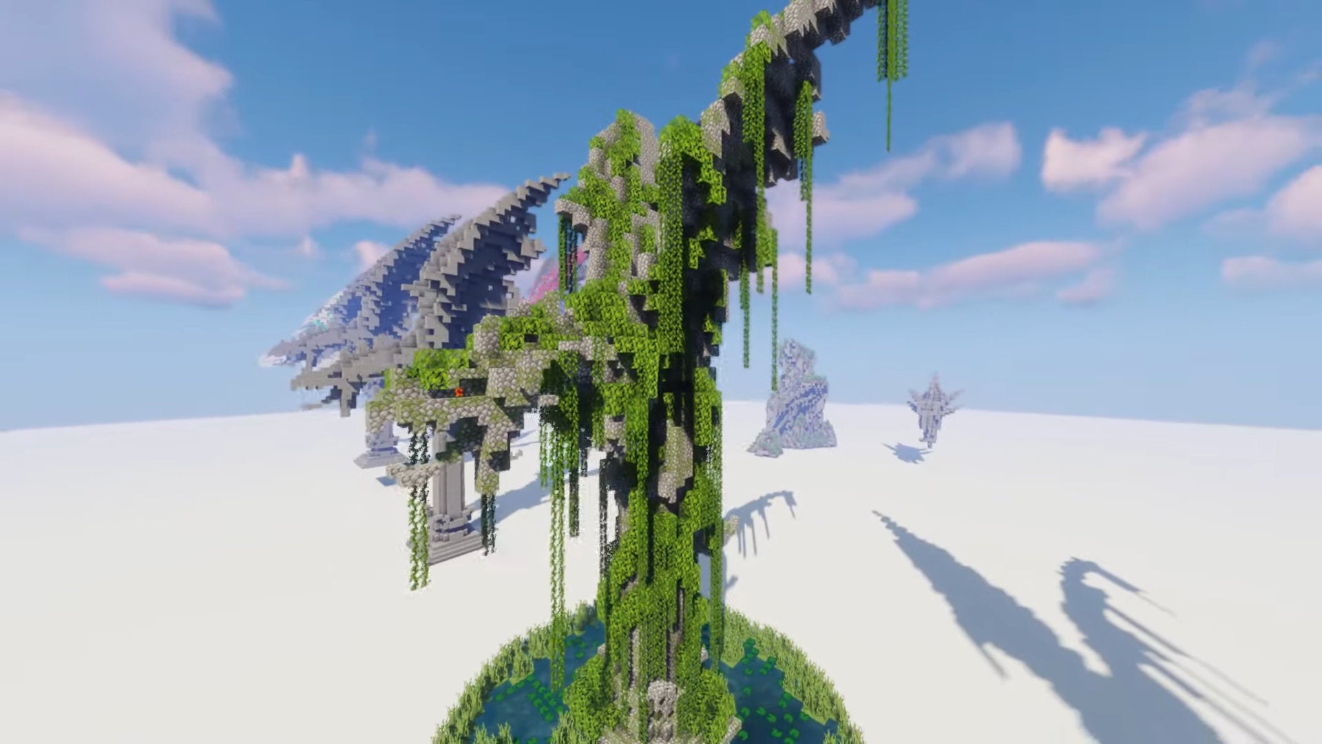 A screenshot of a Minecraft statue build.