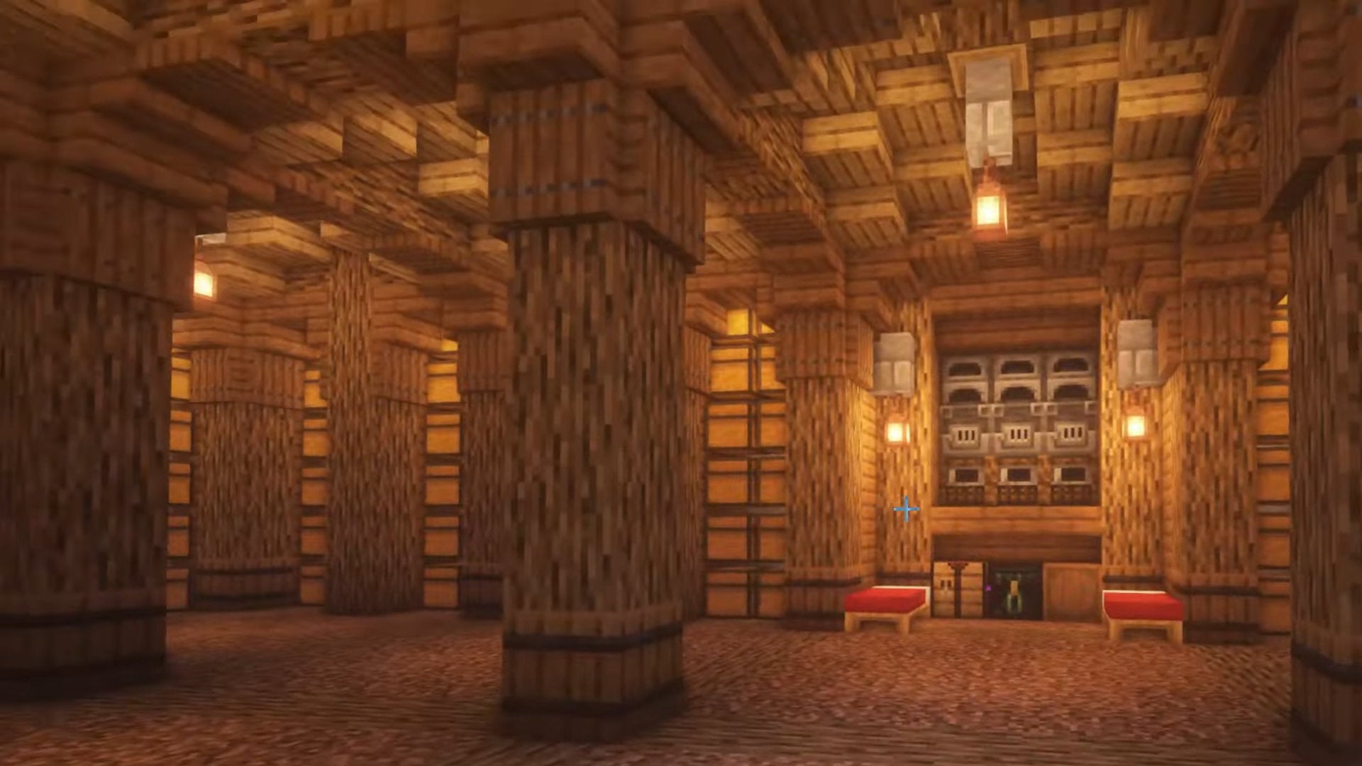 A screenshot of a Minecraft storage room build.
