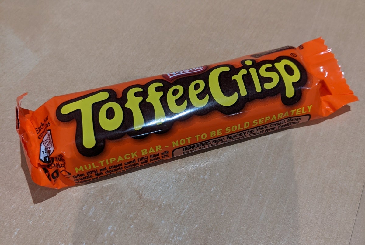 A photo of a Toffee Crisp, who offers no comment.