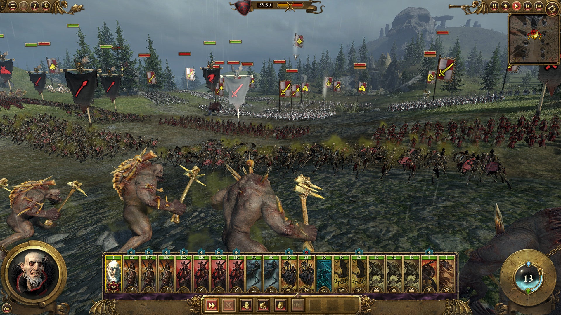 A pestilent army in a Total War: Warhammer screenshot.